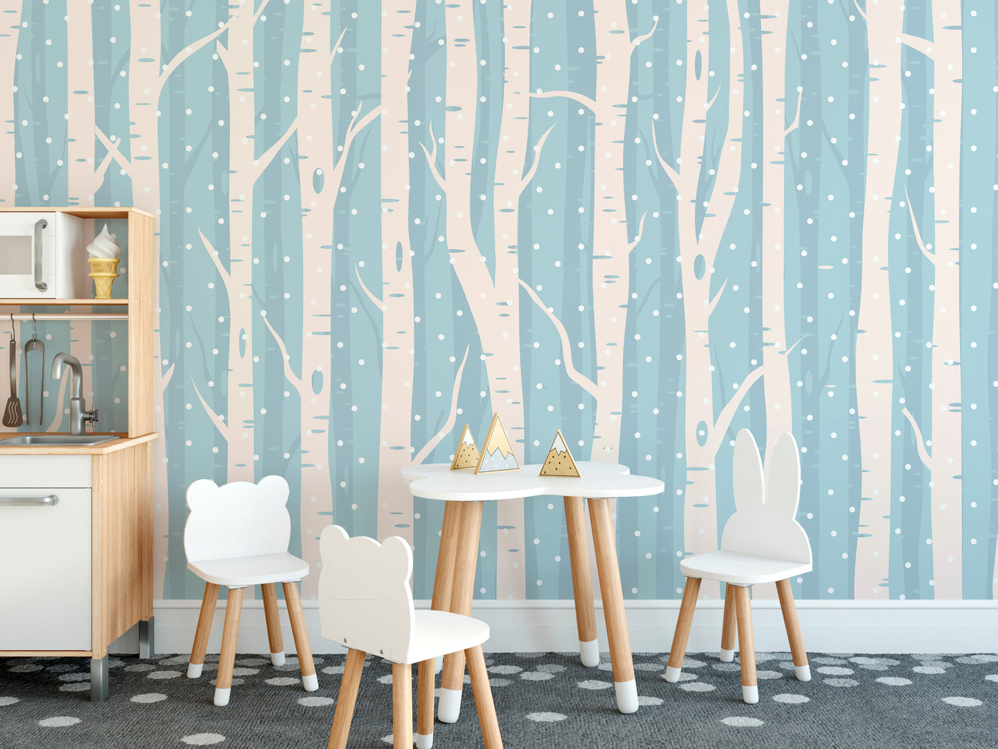 Frosty Blue Forest Scenic Wall Murals