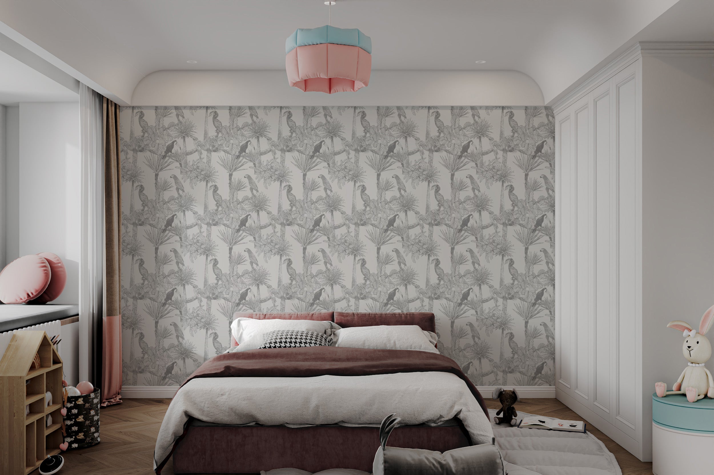 Exotic bird paradise mural for tropical-inspired decor