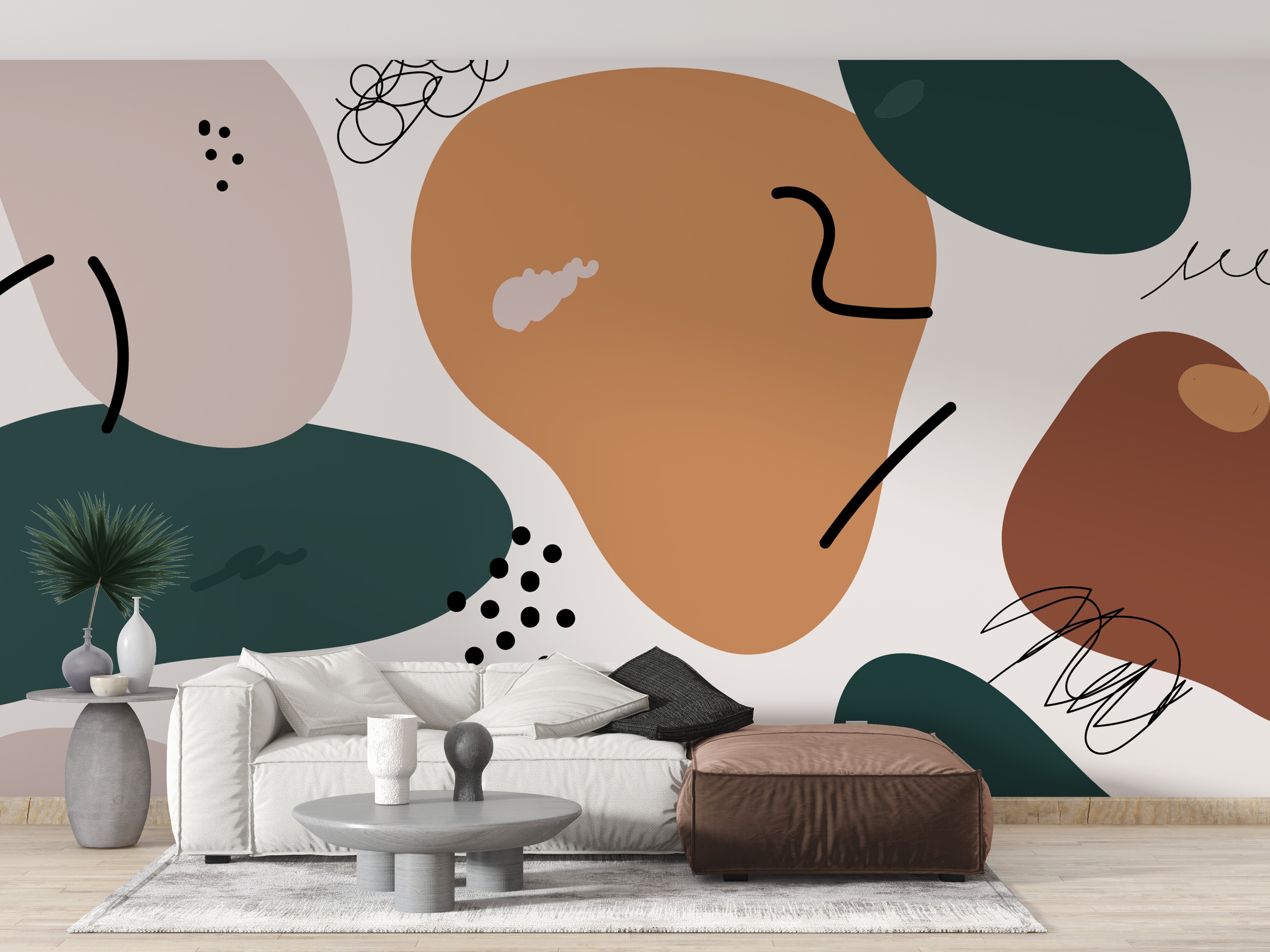 Autumn-inspired artistic wallpaper mural
