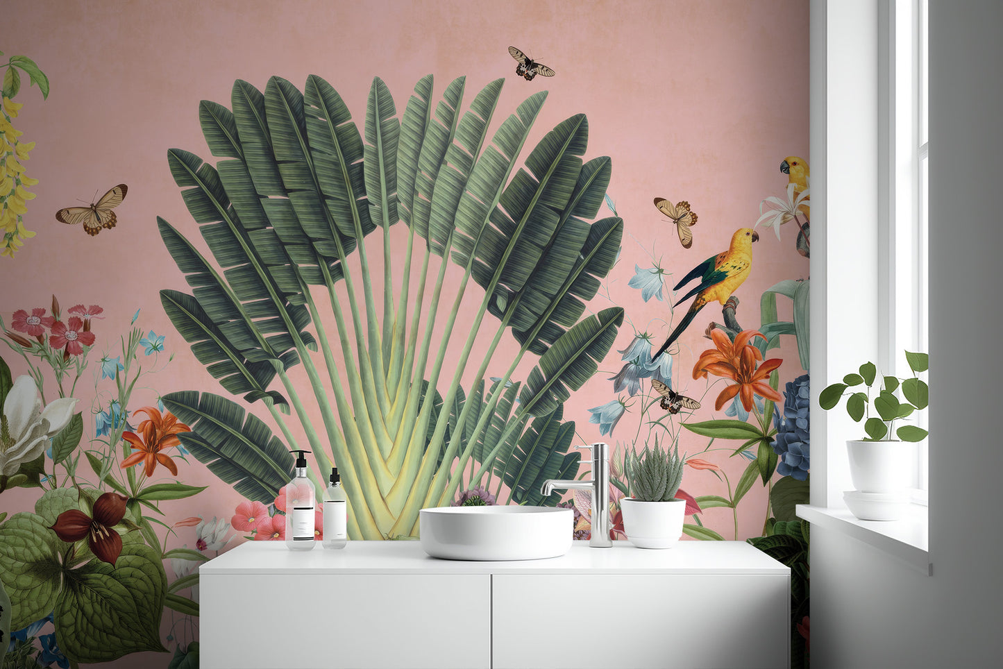 Serene wallpaper mural showcasing a tranquil garden design
