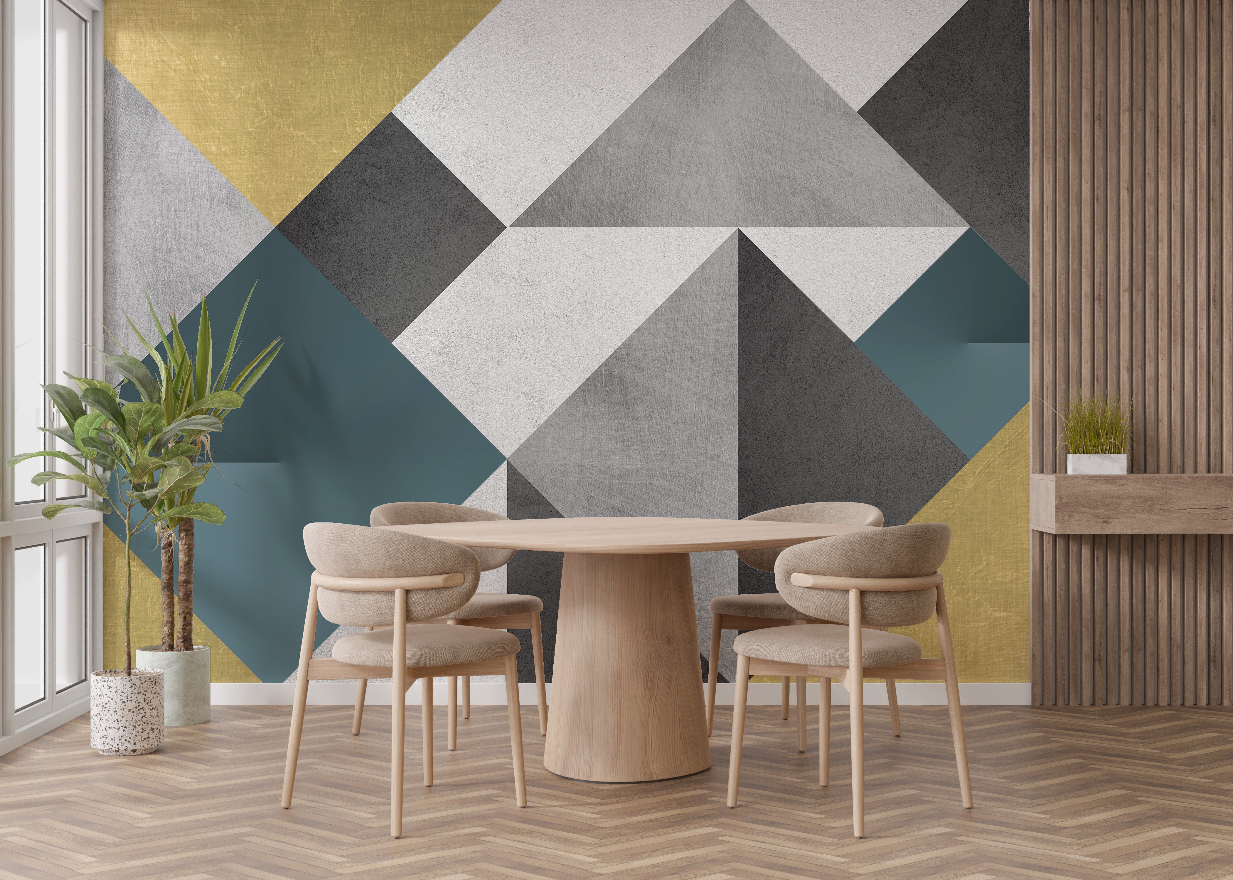 Vibrant Multicolor Triangle Mural for Stylish Interiors