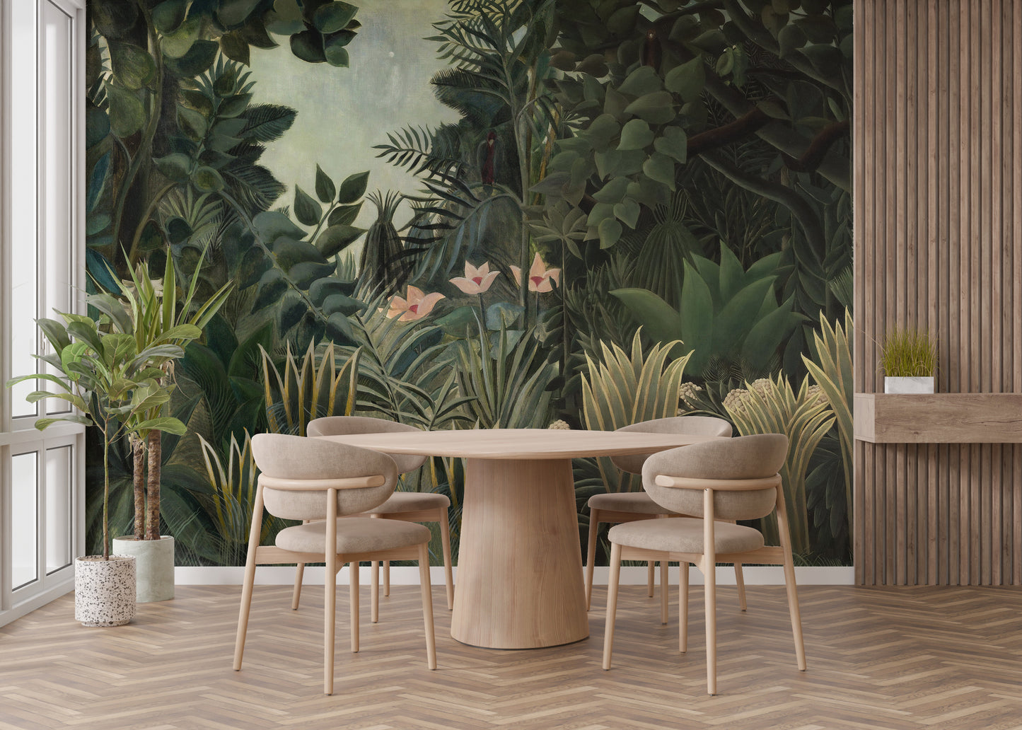 Tranquil tropical forest mural for walls



