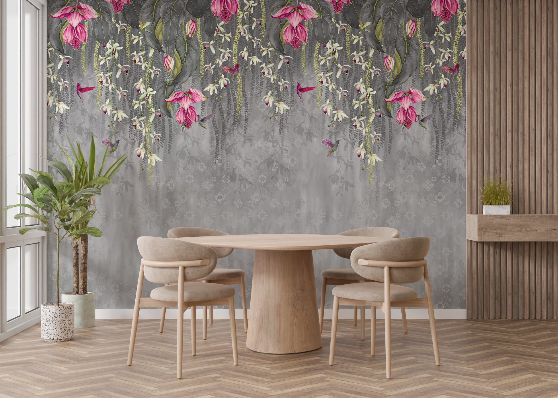 Soft blush blossom wallpaper for decor
