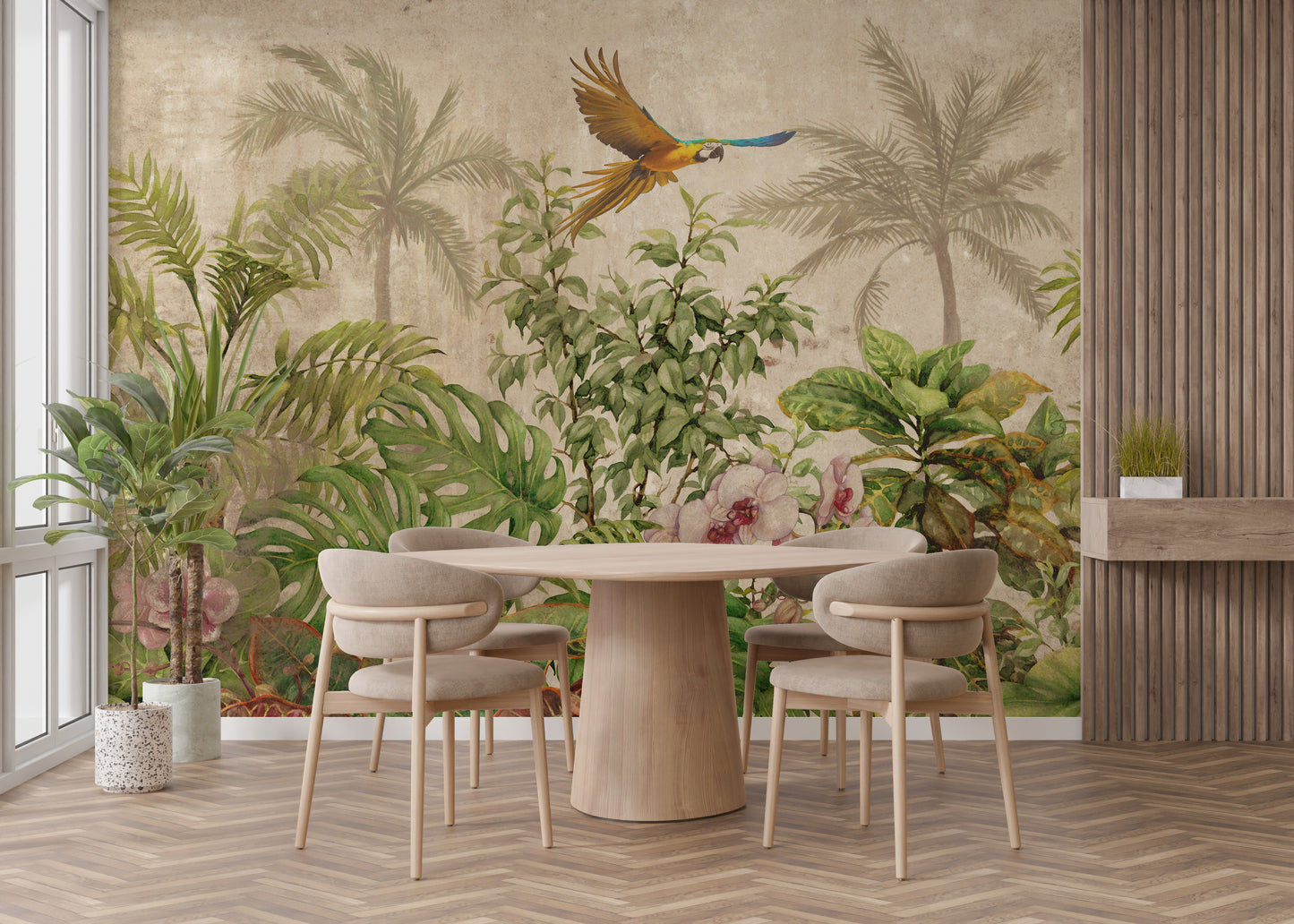 Stylish avian paradise mural for homes
