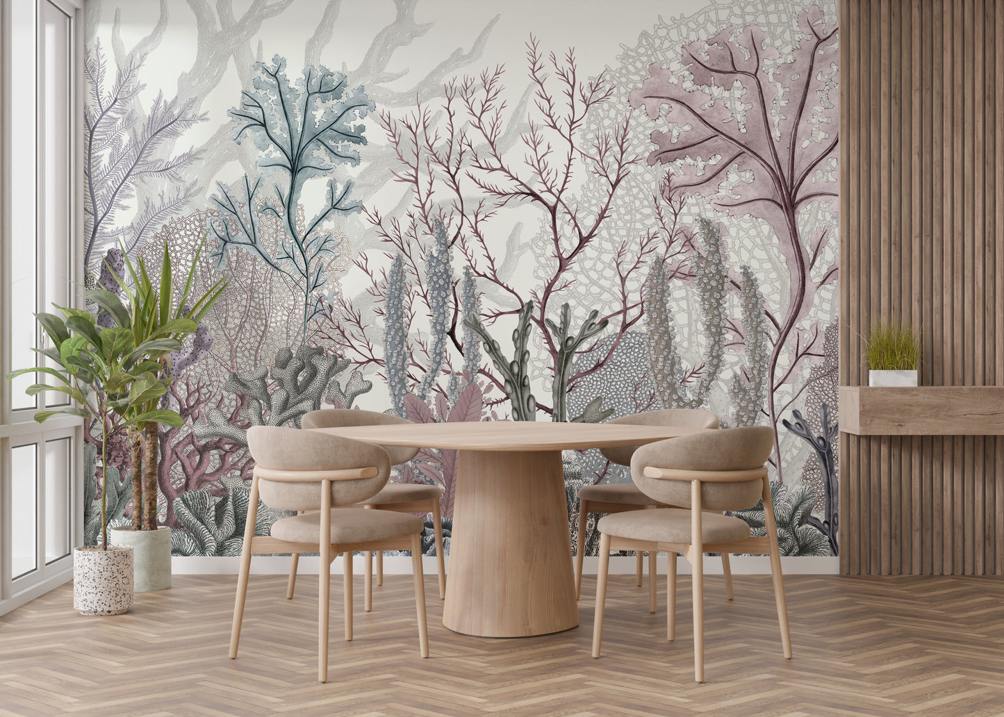 Seabed mural featuring aquatic charm and elegance.
