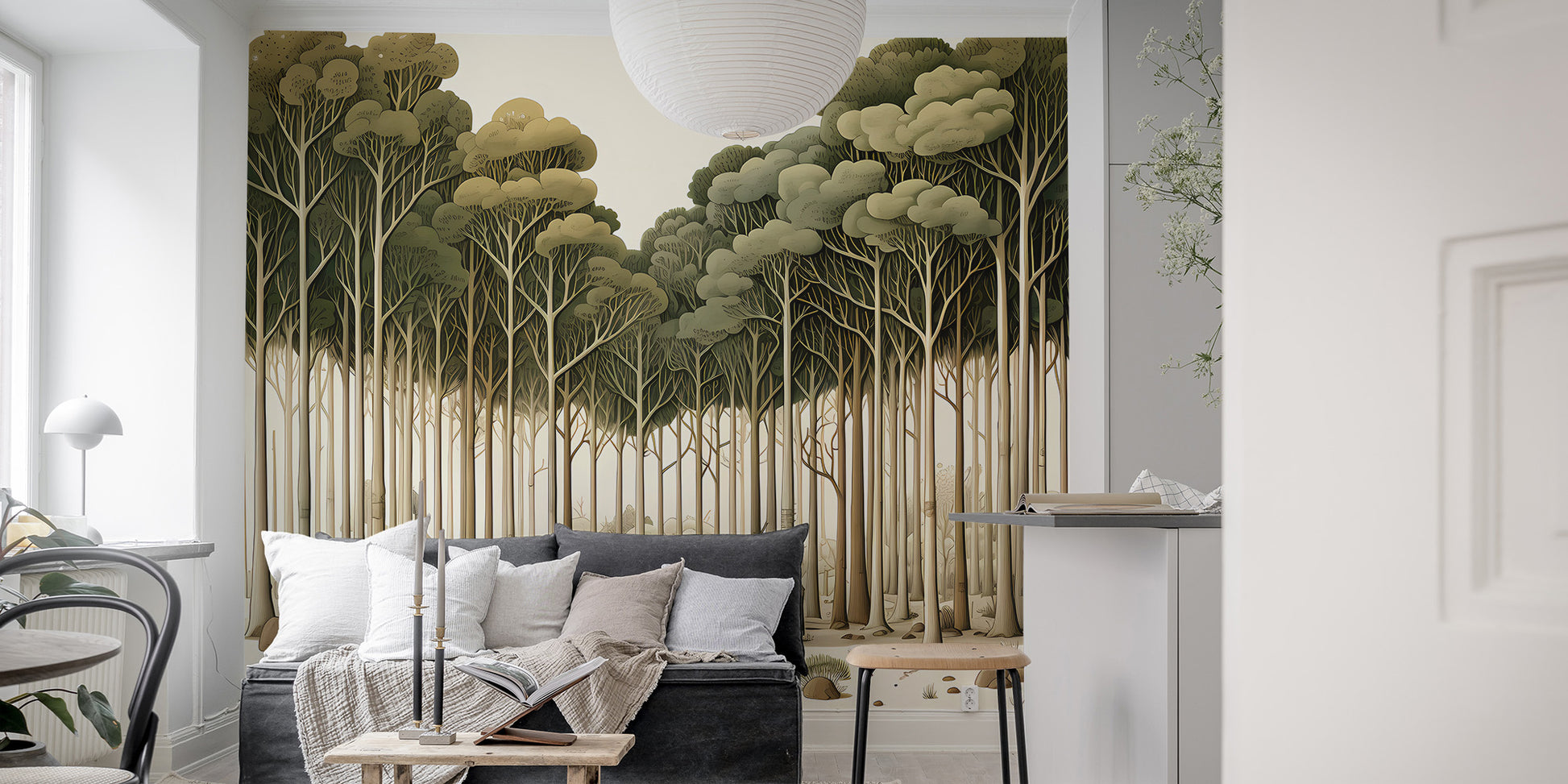 Whimsical woodland art wall mural
