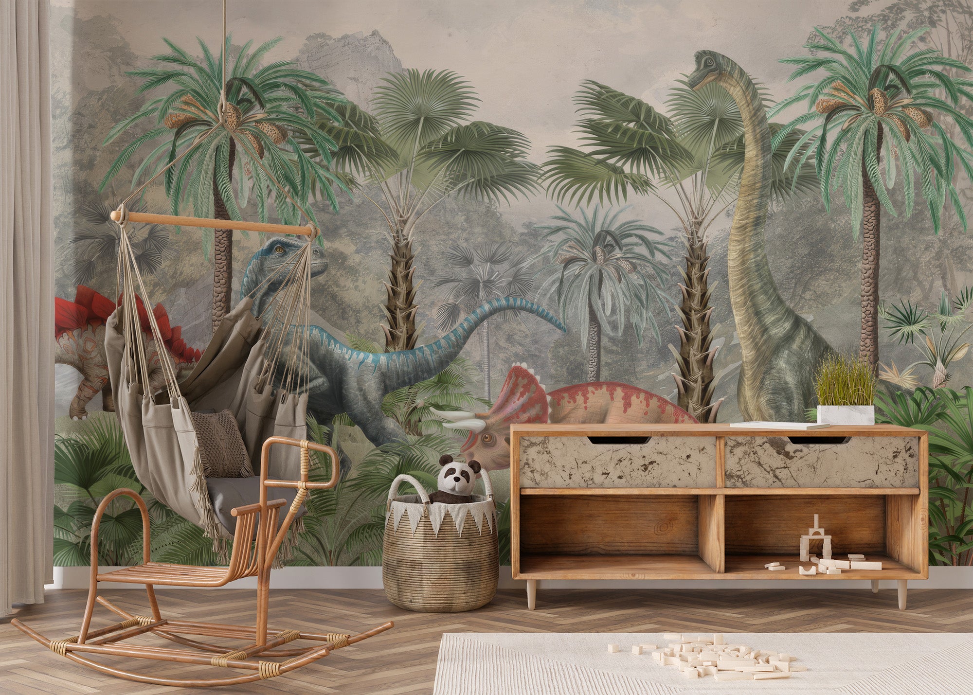 Dinosaur fantasy peel-off mural for kids' creative walls