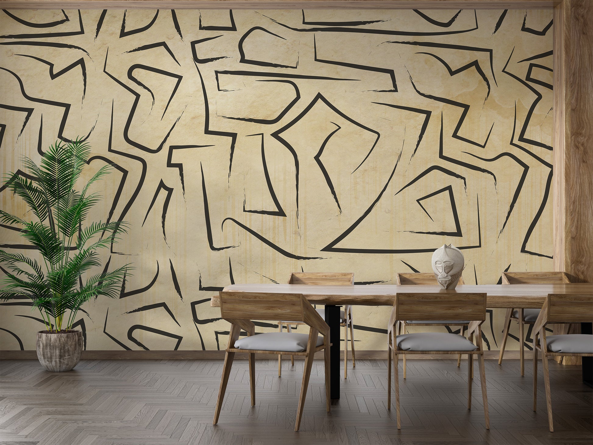 3D abstract gold wall mural for a bold look
