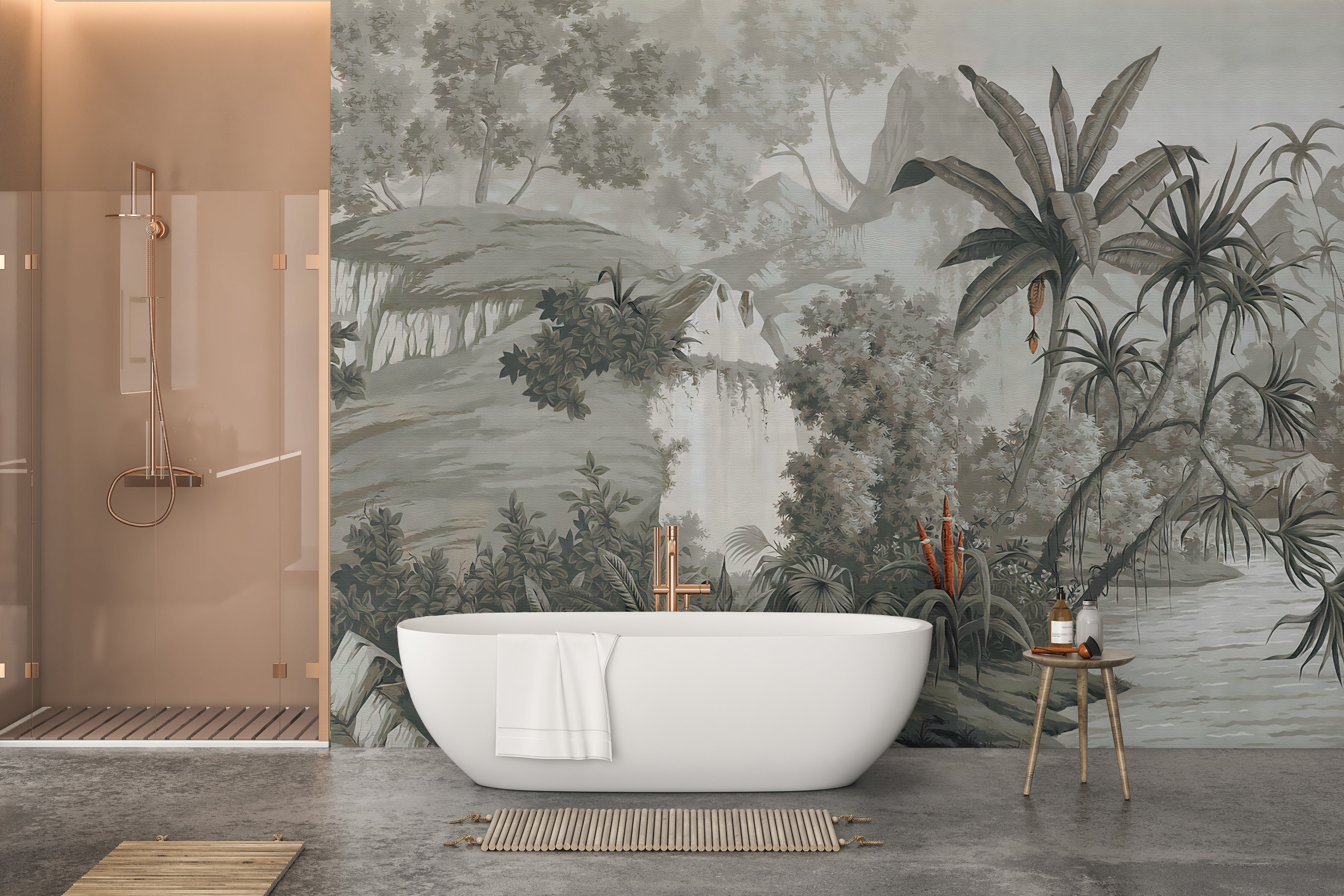 Monotone woodland wall mural for interiors
