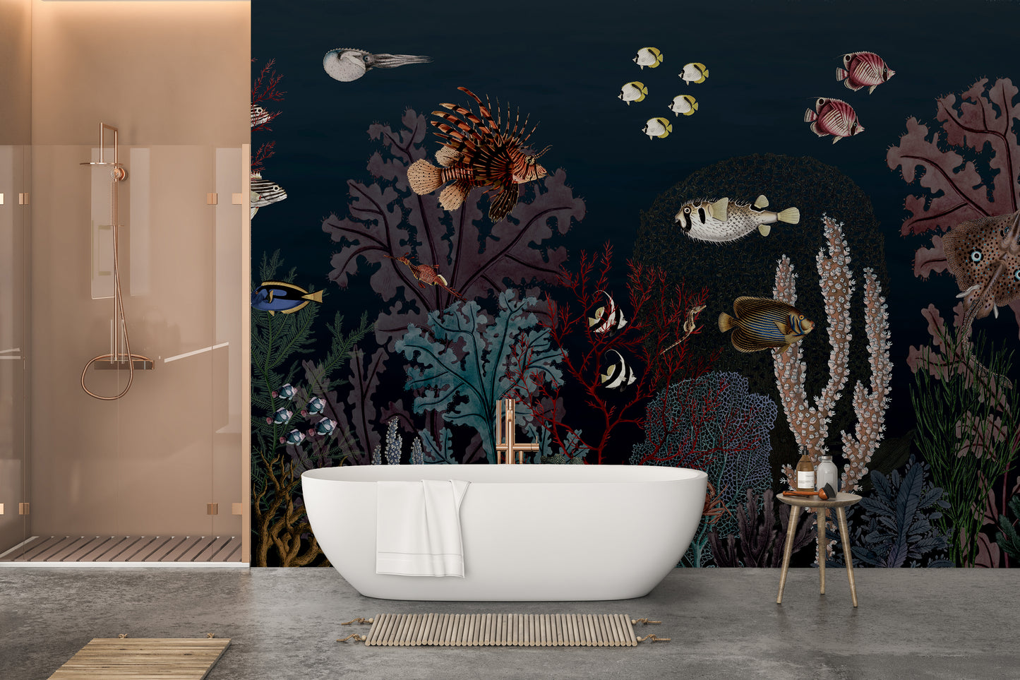 Wall mural showcasing an underwater aquatic ballet.
