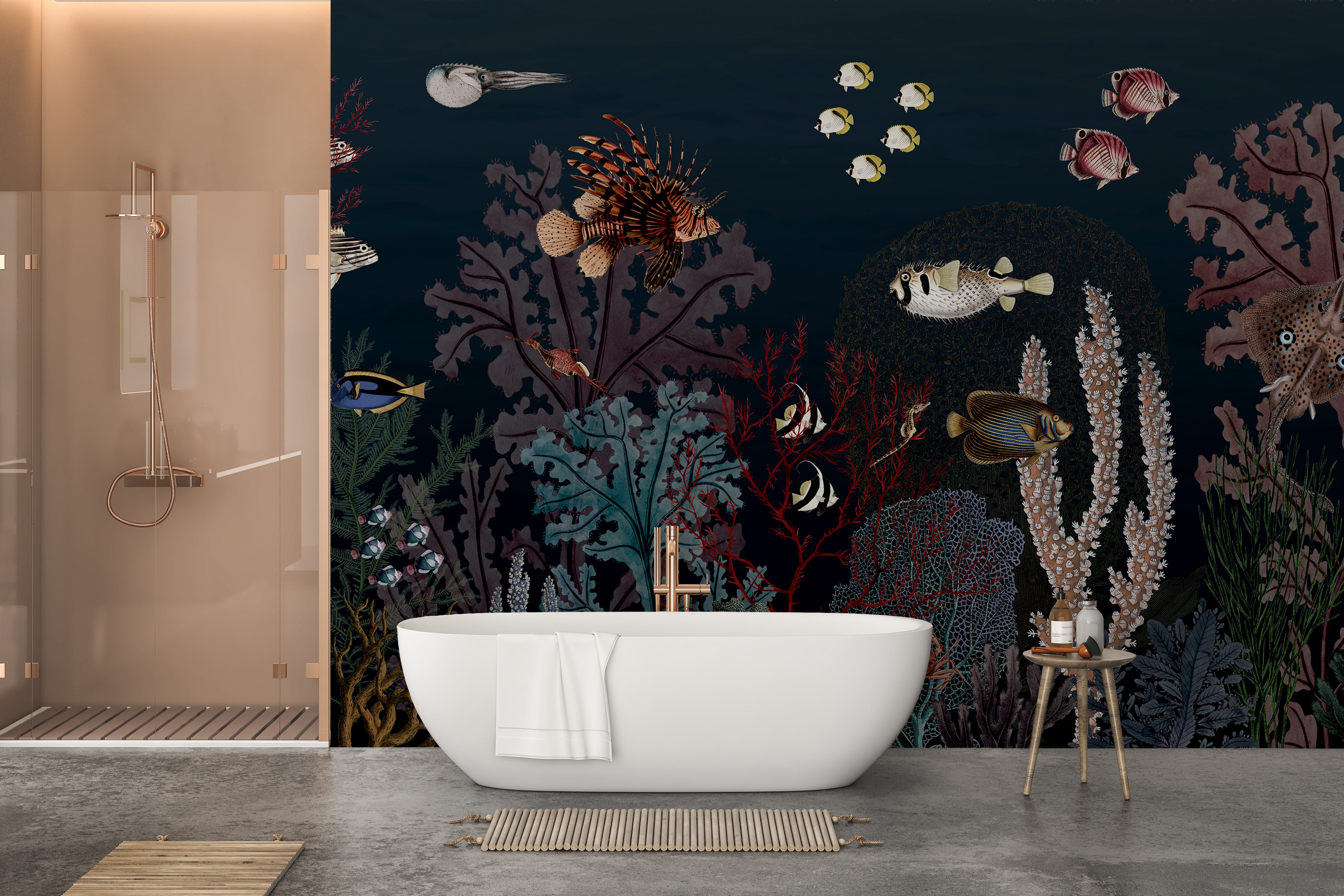 Wall mural showcasing an underwater aquatic ballet.
