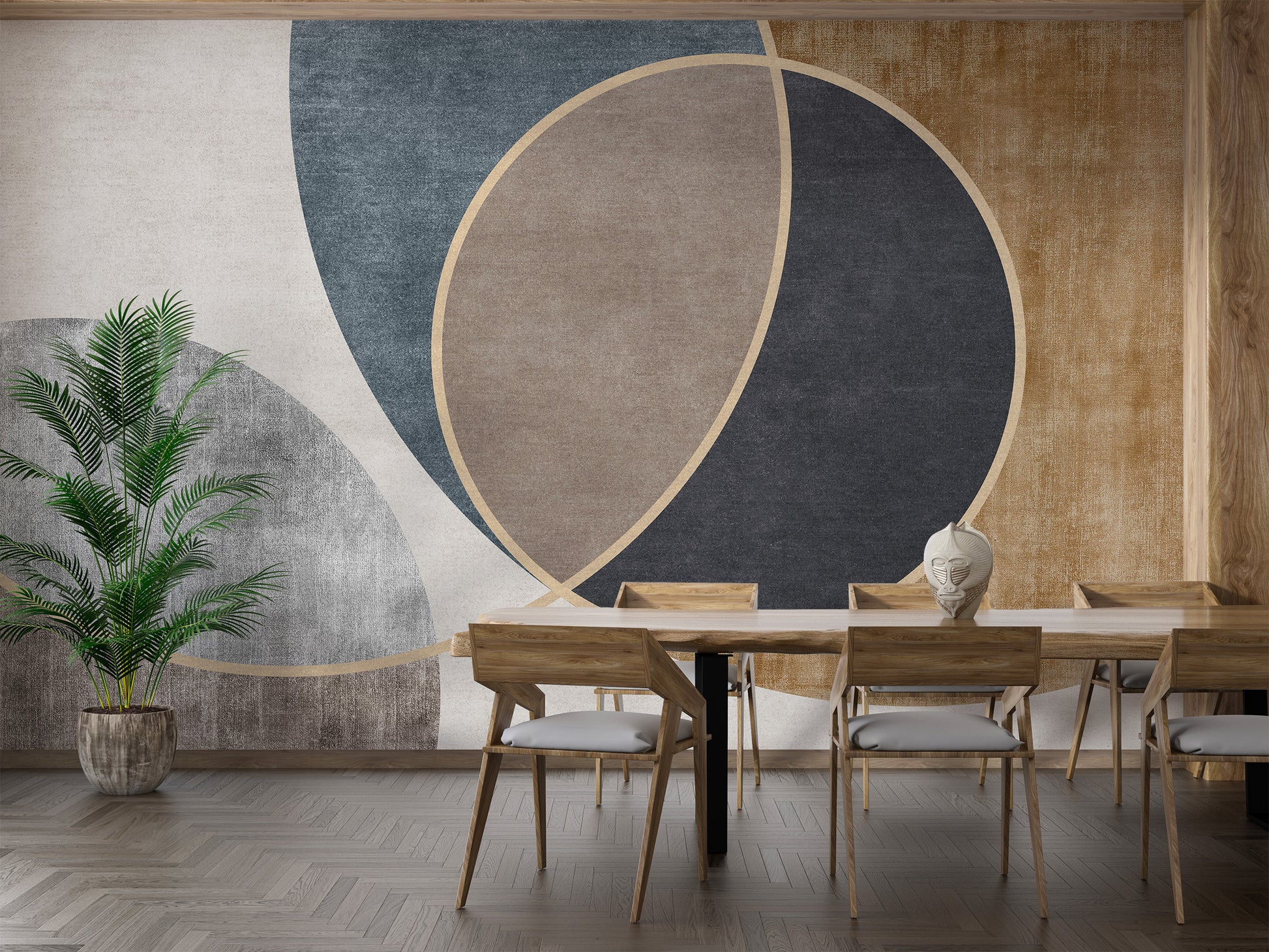 Textured geometric abstract wallpaper for modern interiors
