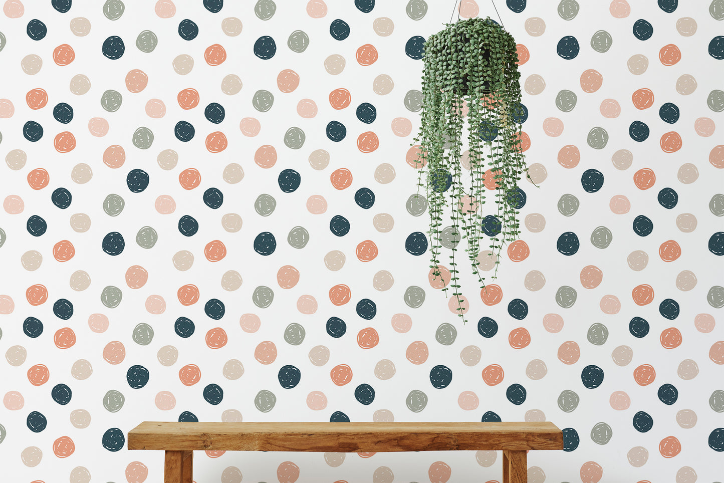 Abstract Geometric Polka Dots Blue Pale Green Wallpaper