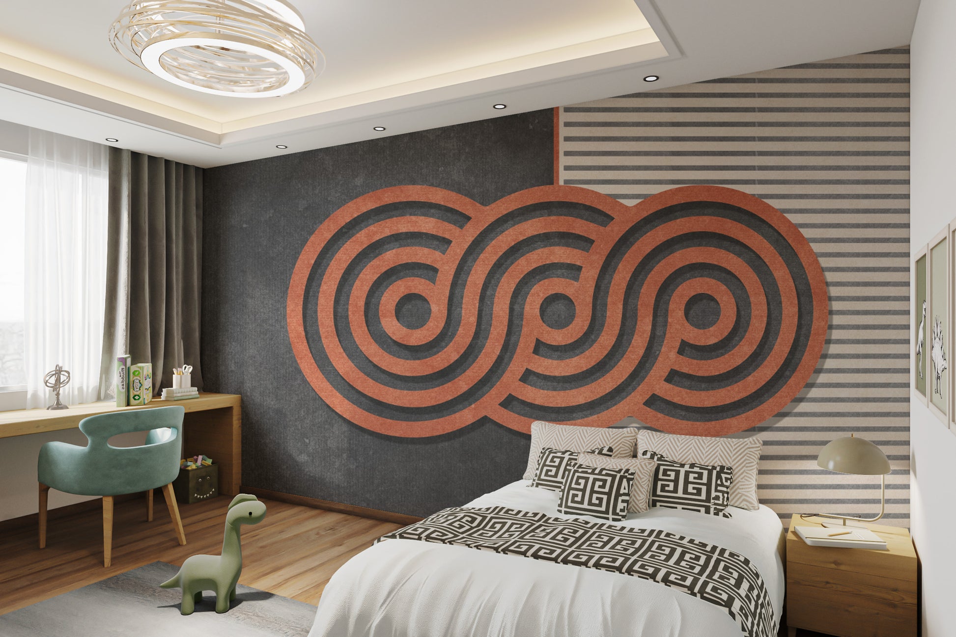 Geometric circular art creating a chic wall style