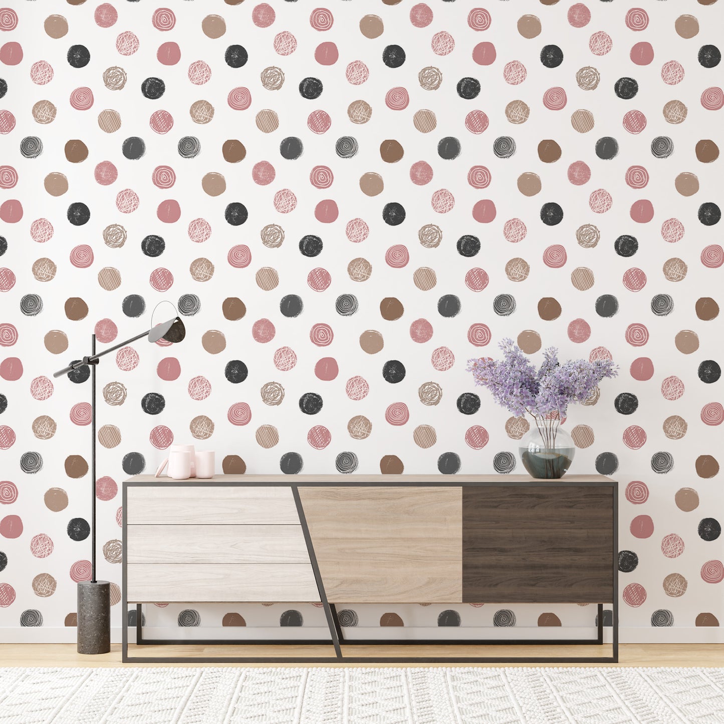 Pastel Seamless Pattern Polka Dots White Wallpaper