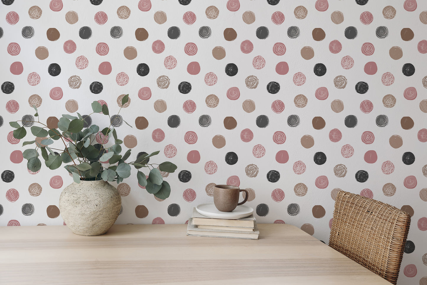 Pastel Seamless Pattern Polka Dots White Wallpaper