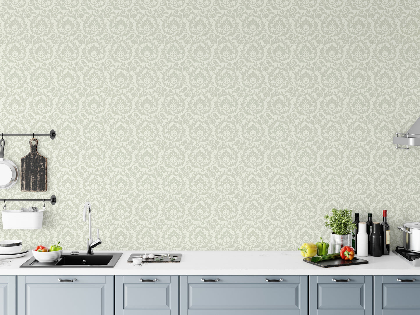 Stunning Autumn Leaves Vintage Damask Wallpaper