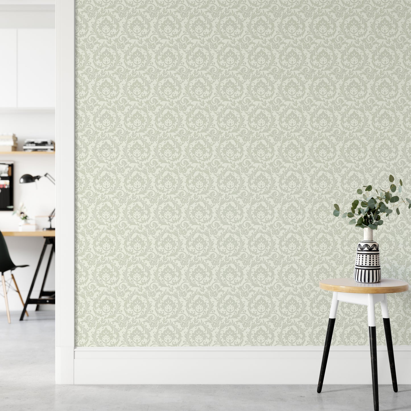 Stunning Autumn Leaves Vintage Damask Wallpaper