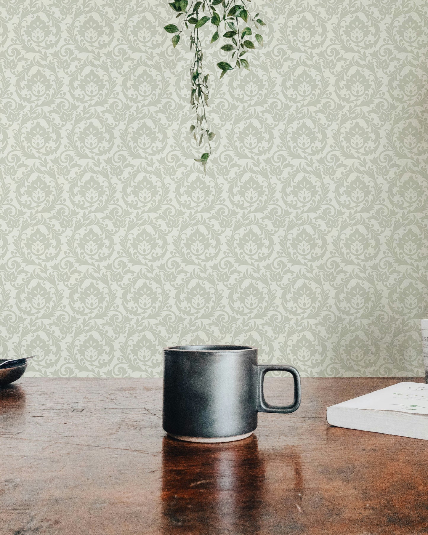 Stunning Autumn Leaves Vintage Damask Wallpaper