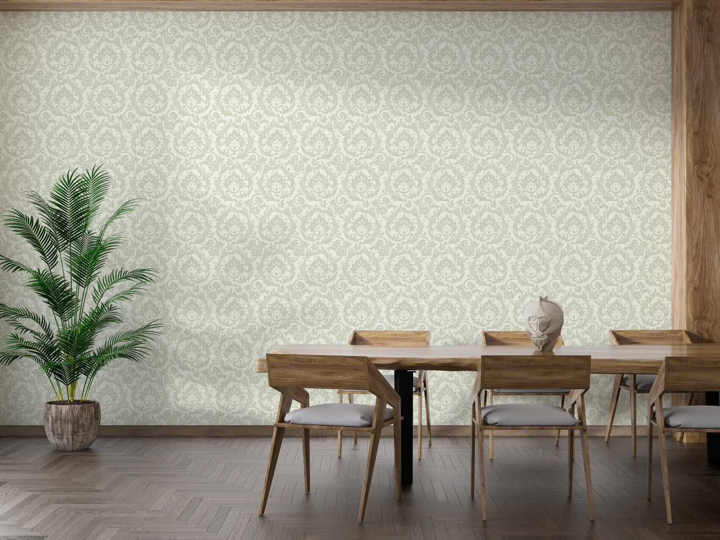 Stunning Autumn Leaves Vintage Damask Wallpaper