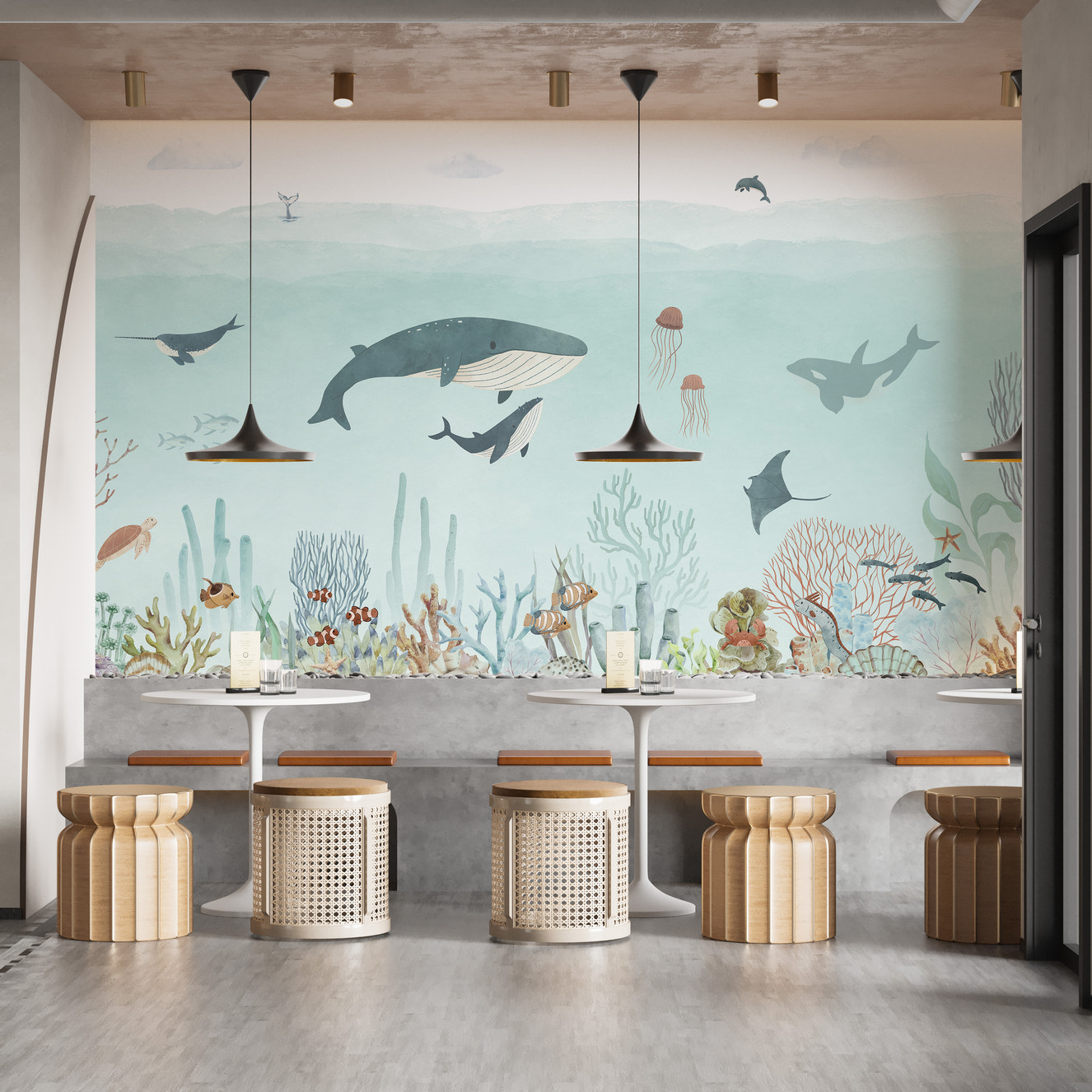 Vibrant wallpaper mural featuring a sensational sea design
