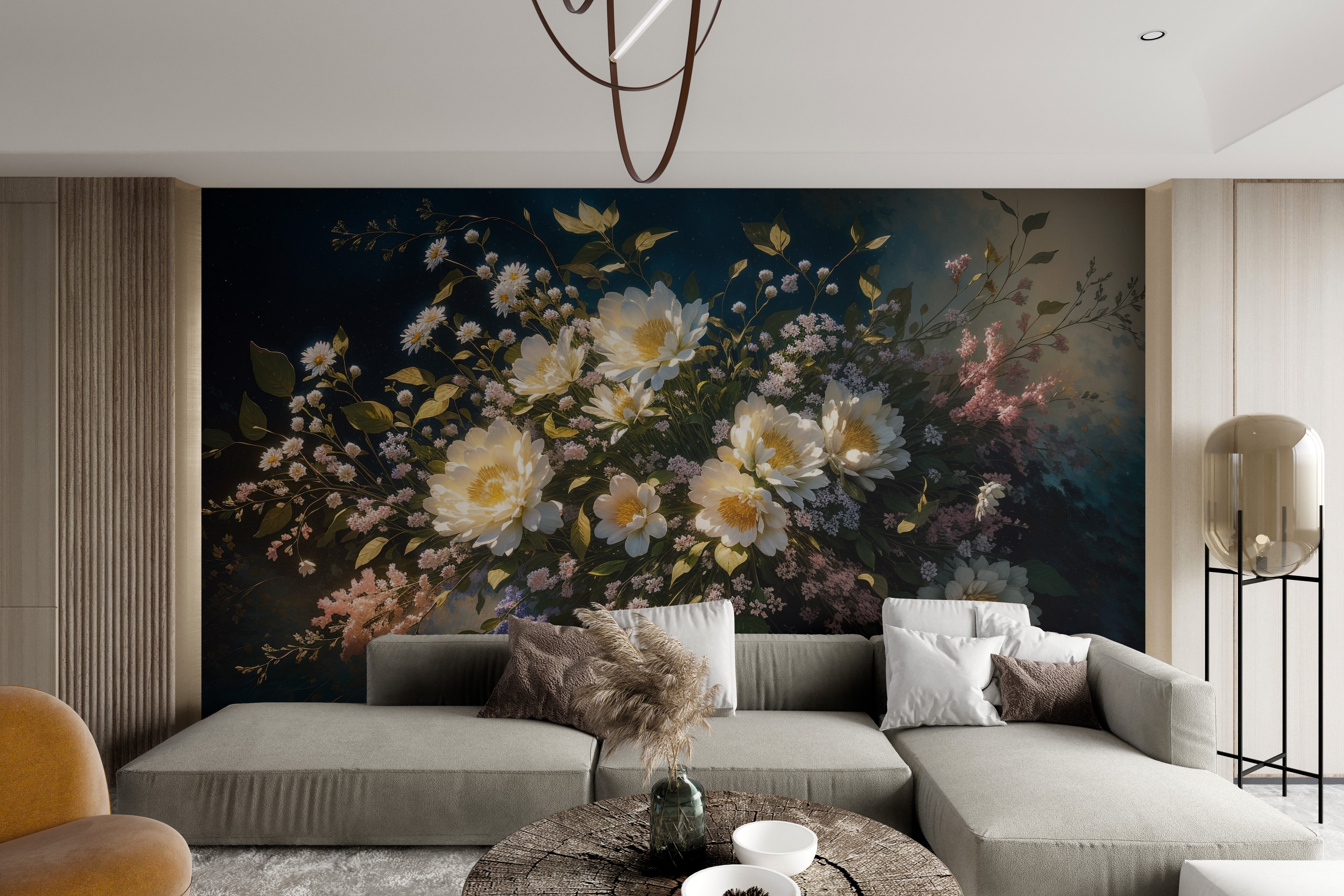 Vintage floral oil painting wall mural
