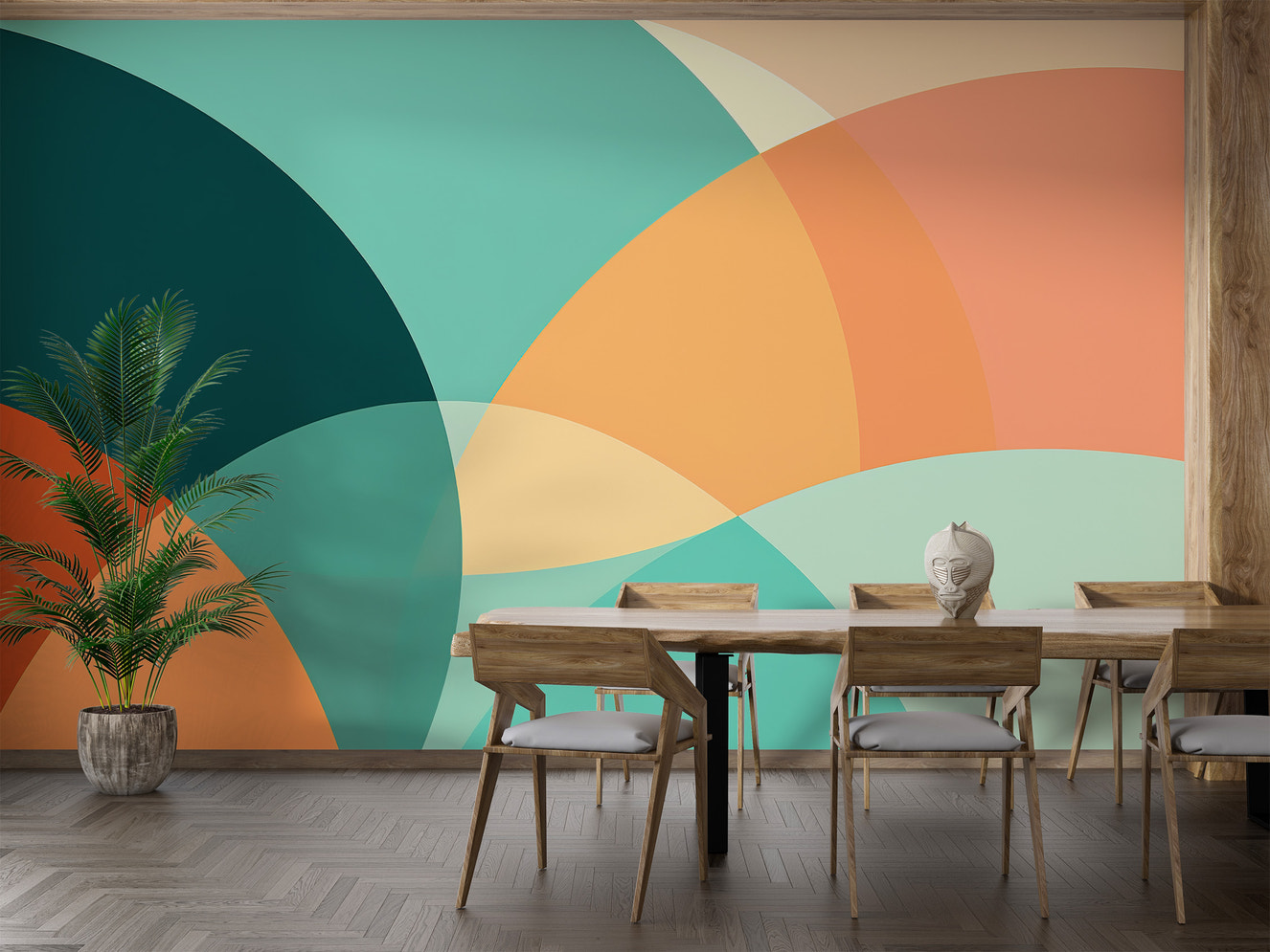 Modern abstract geometric wall mural
