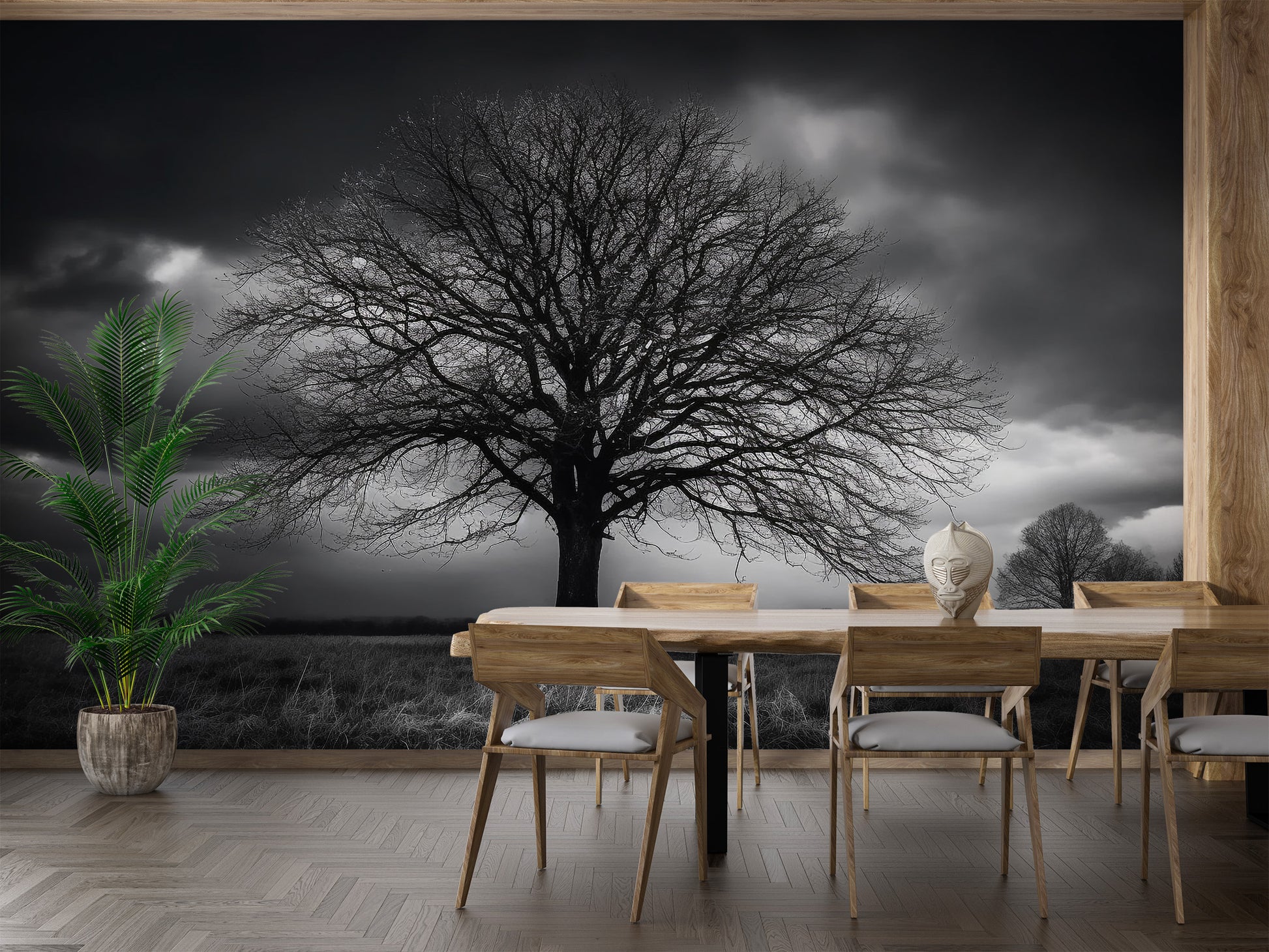 Artistic black tree wallpaper for home
