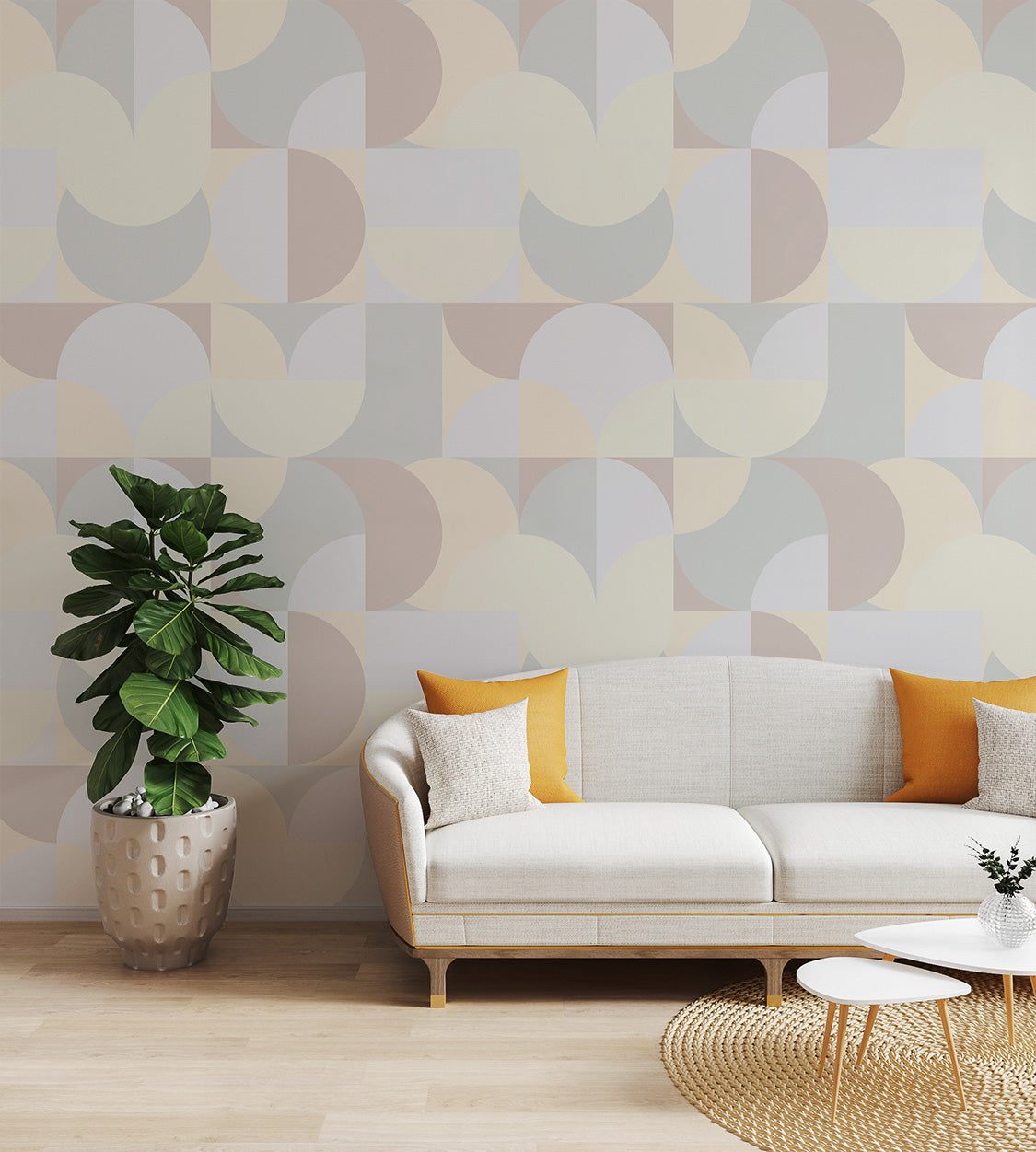 Modern geometric wallpaper with soft tones
