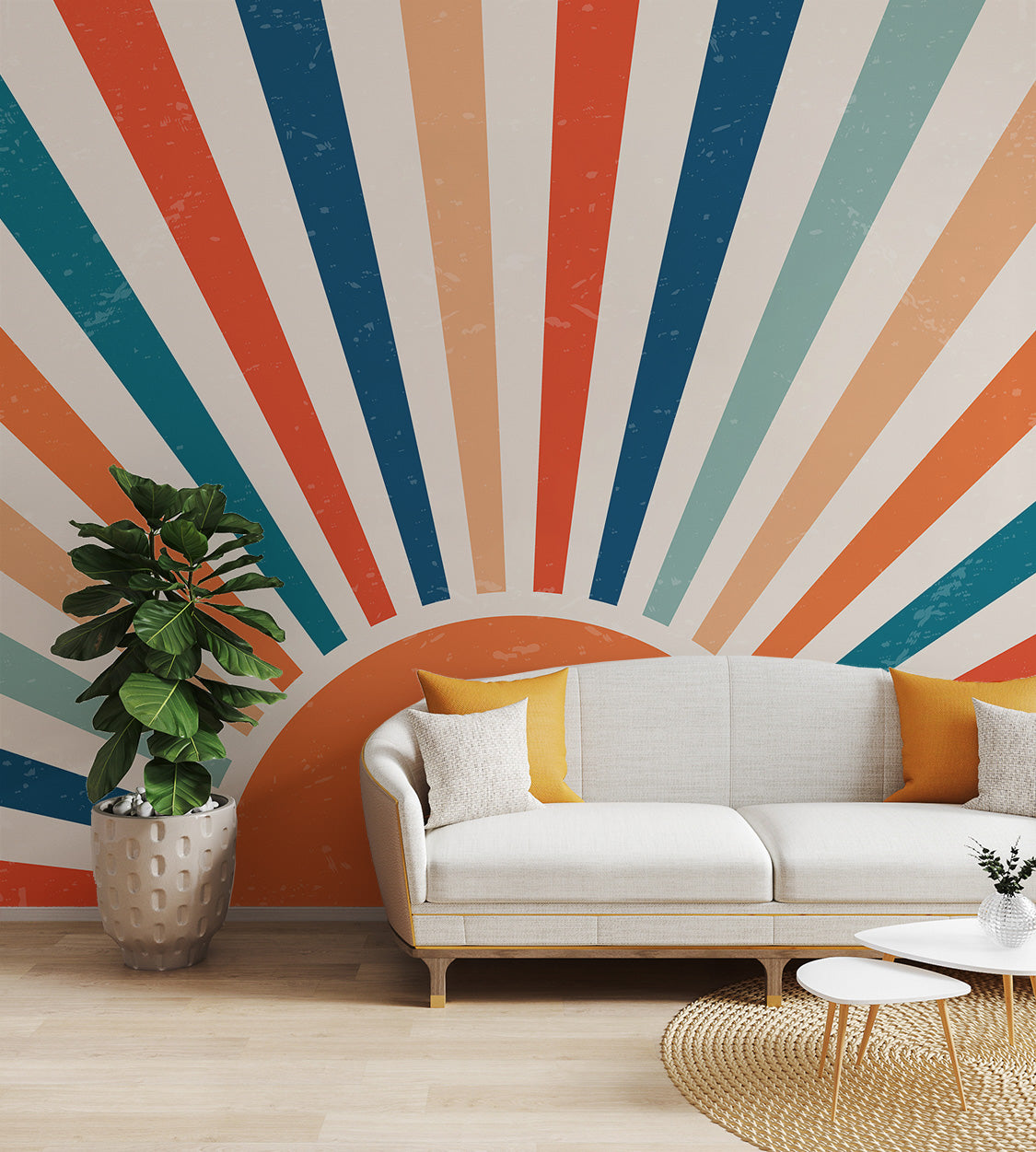 Retro Sunburst Geometric Wallpaper