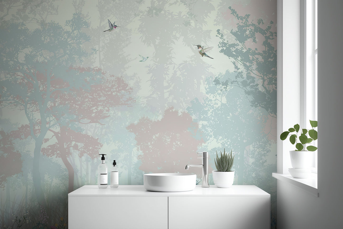 Fun and colorful magical forest wallpaper for children's rooms
