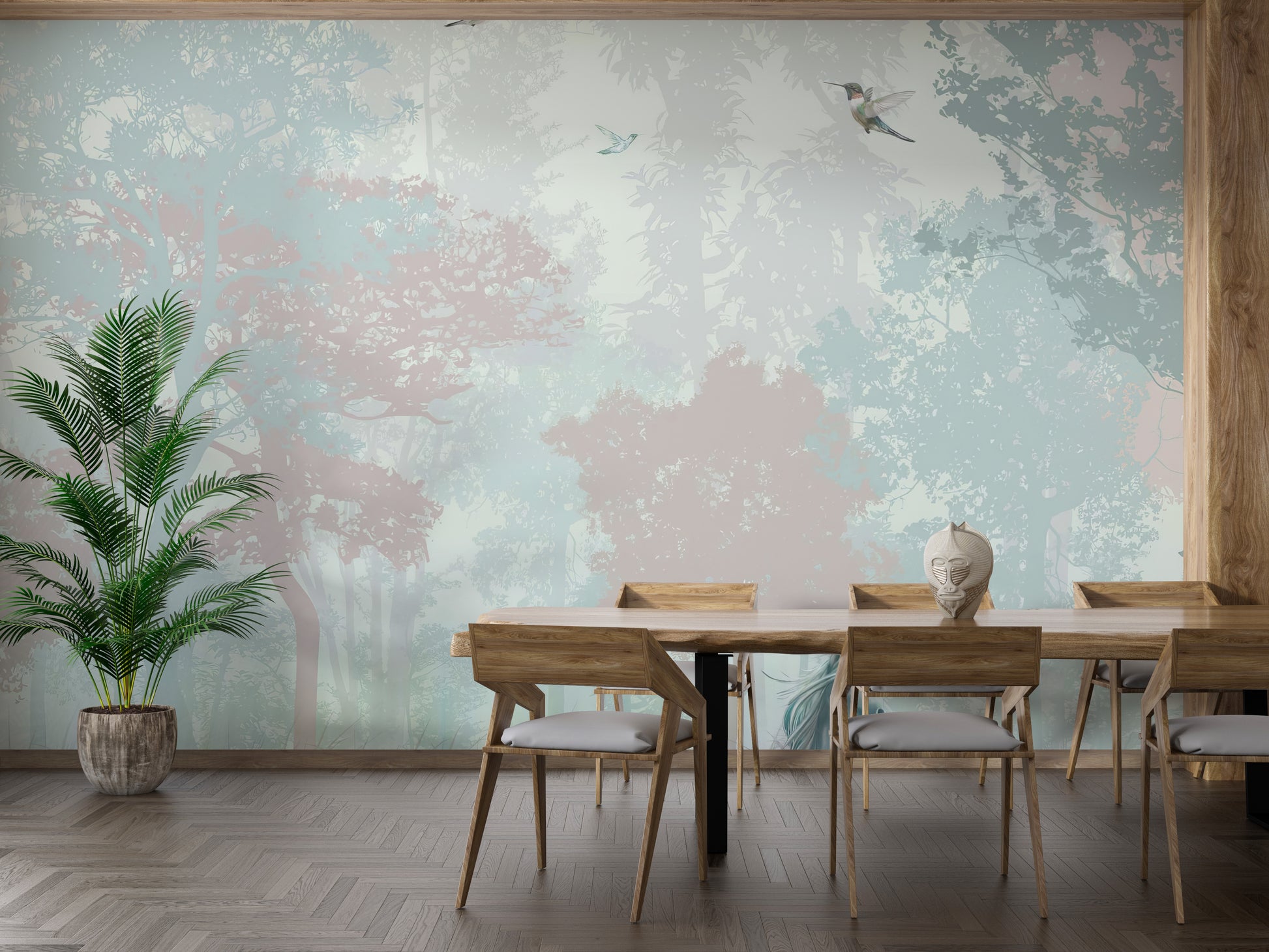 Enchanting kids mural featuring a dreamy, fairy-tale forest
