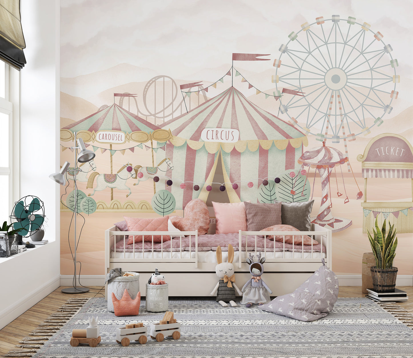 Colorful Circus Adventure Wallpaper Mural for any space