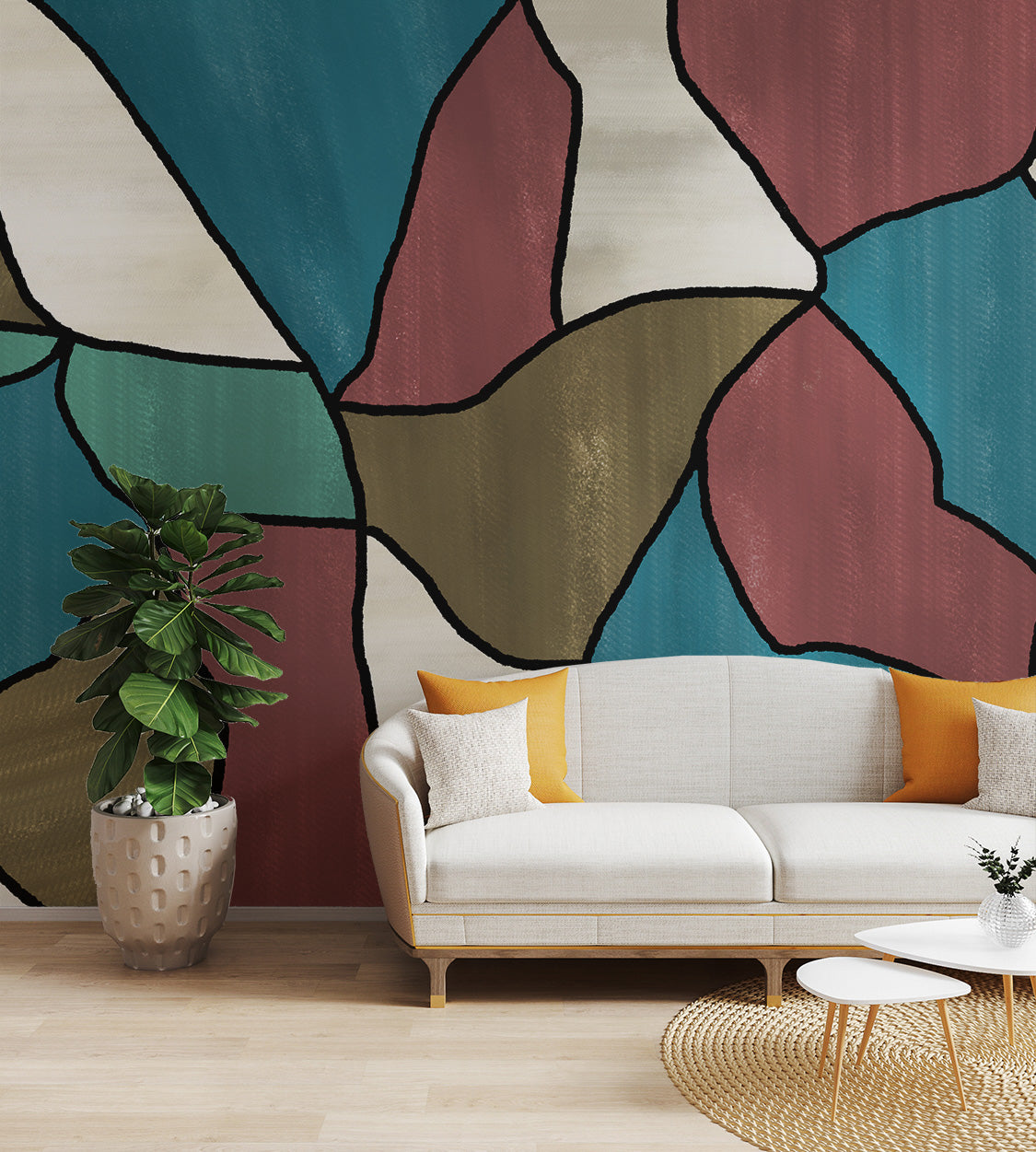 Contemporary artistic wall print with geometric forms
