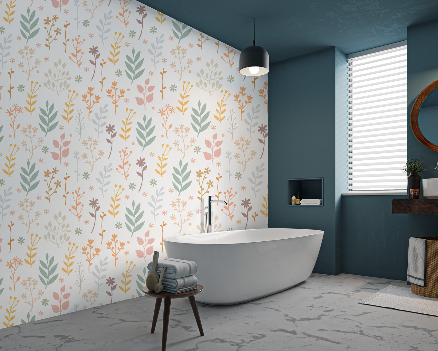 Delicate floral pattern wallpaper with soft colors
