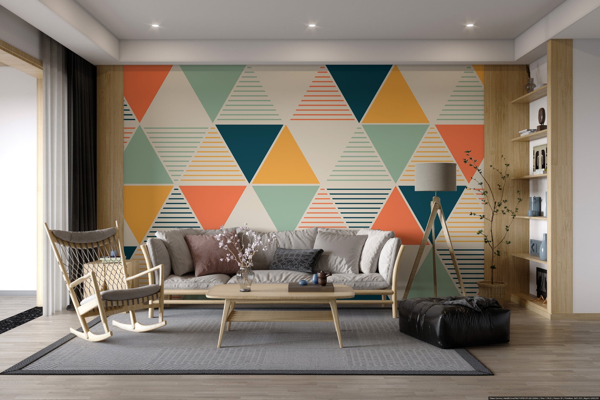 Scandinavian style geometric wallpaper for interiors
