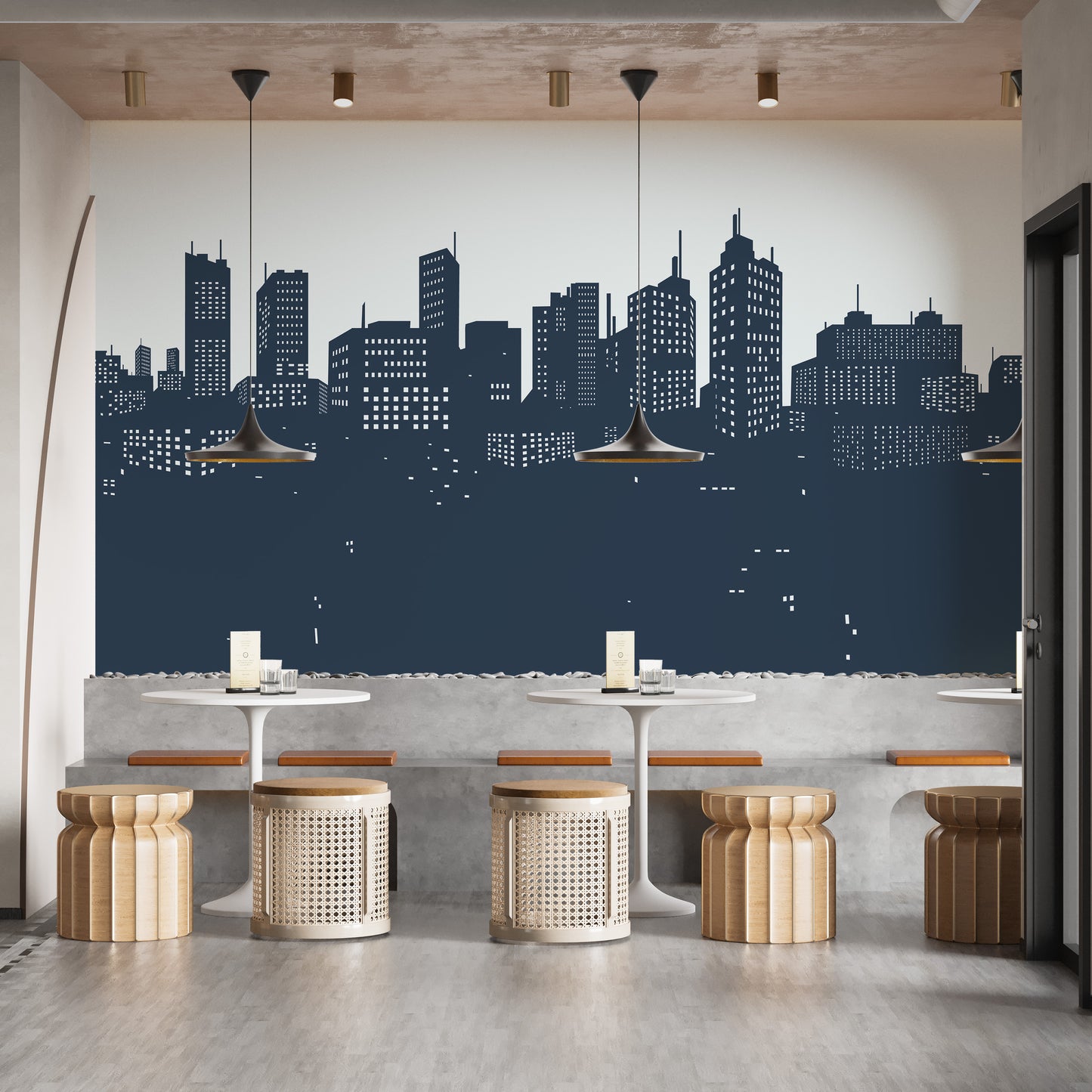 Manhattan Cityscape Wall Mural with Lights
