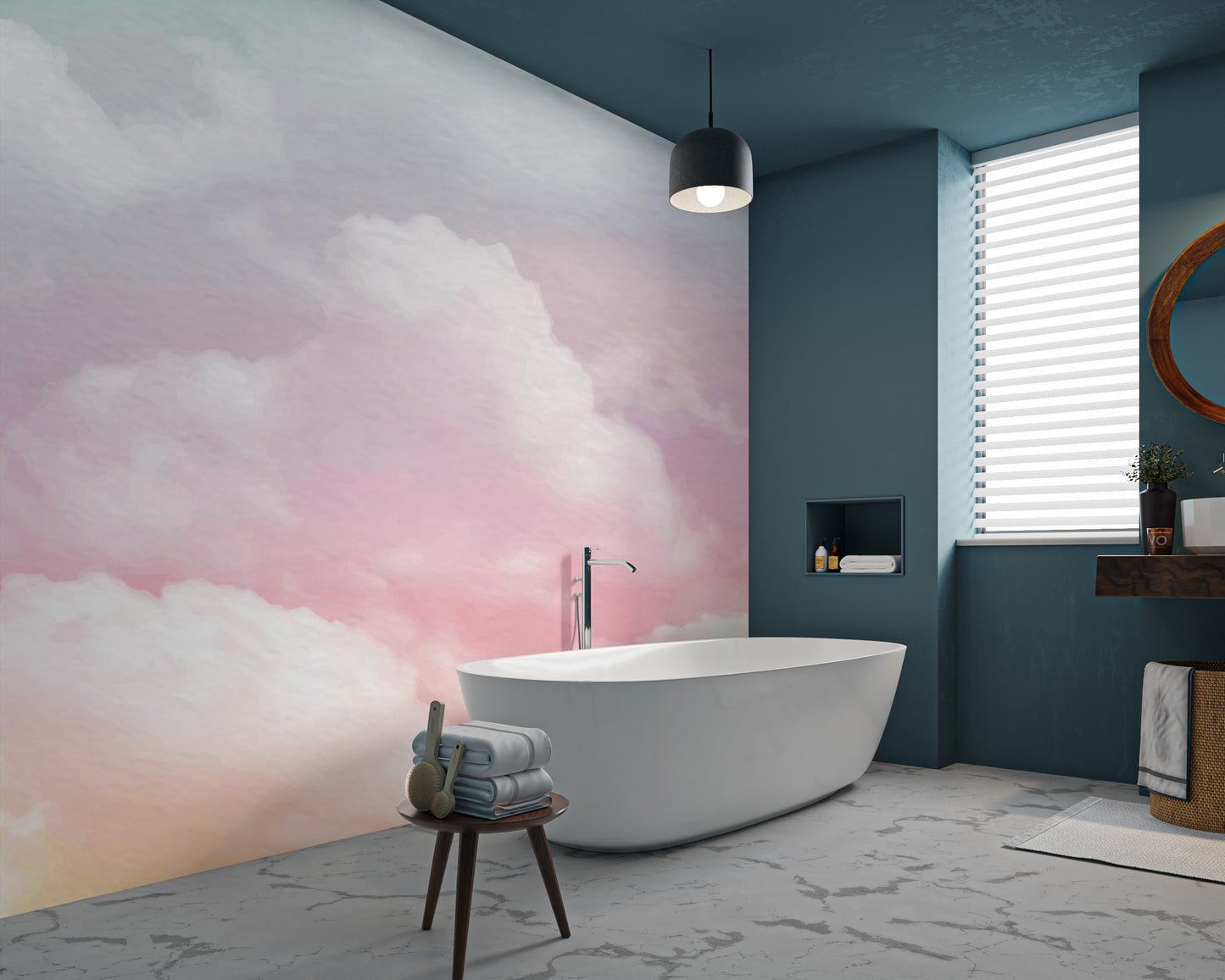 Peaceful pastel watercolor clouds for wall decor
