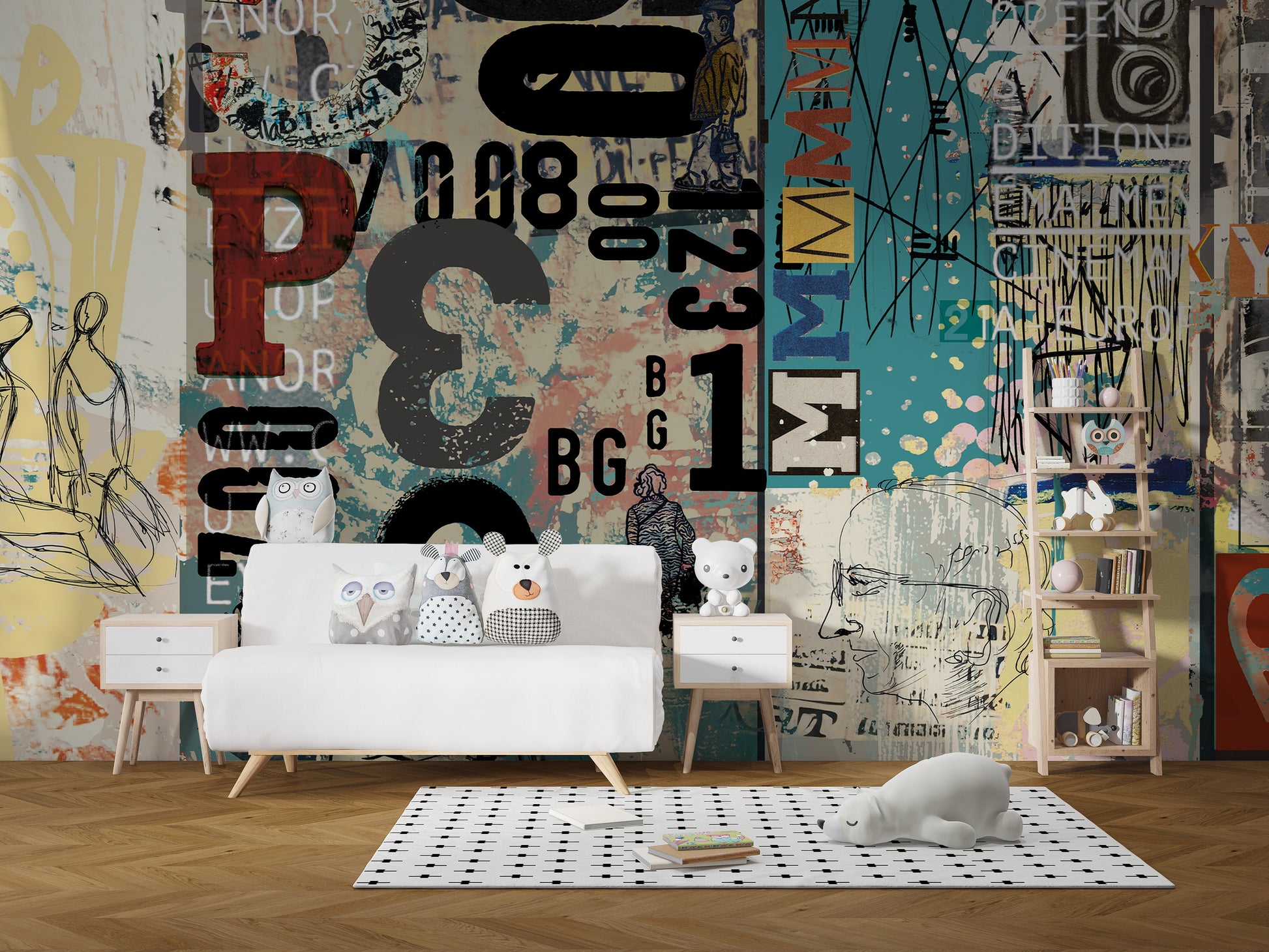 Retro vintage collage wallpaper with timeless appeal.
