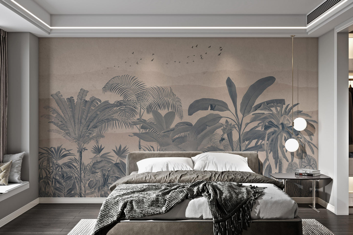 Brown Tropical Jungle Wall Mural