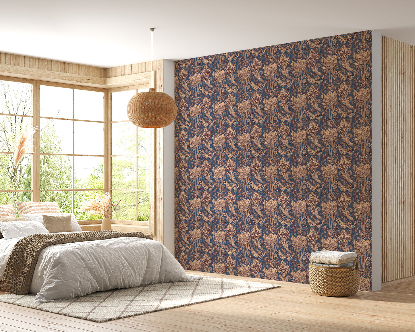 Old Retro Vintage Indian Floral Backdrop Paisley Wallpaper