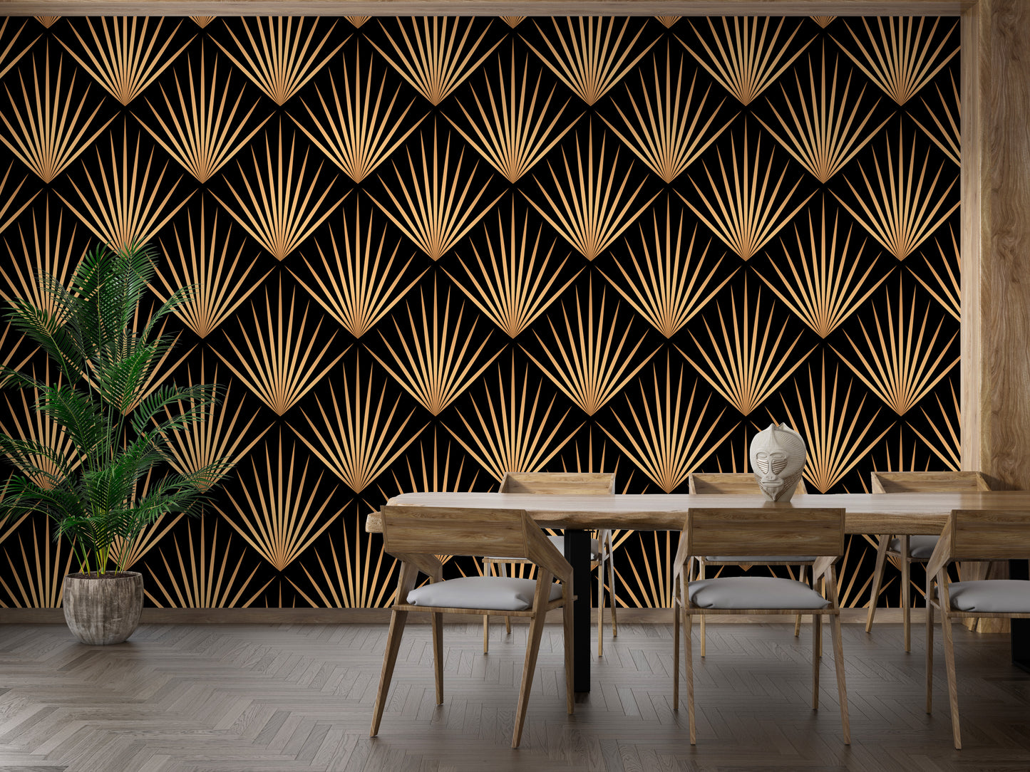 Repeating Deco trellis lines for stylish walls.