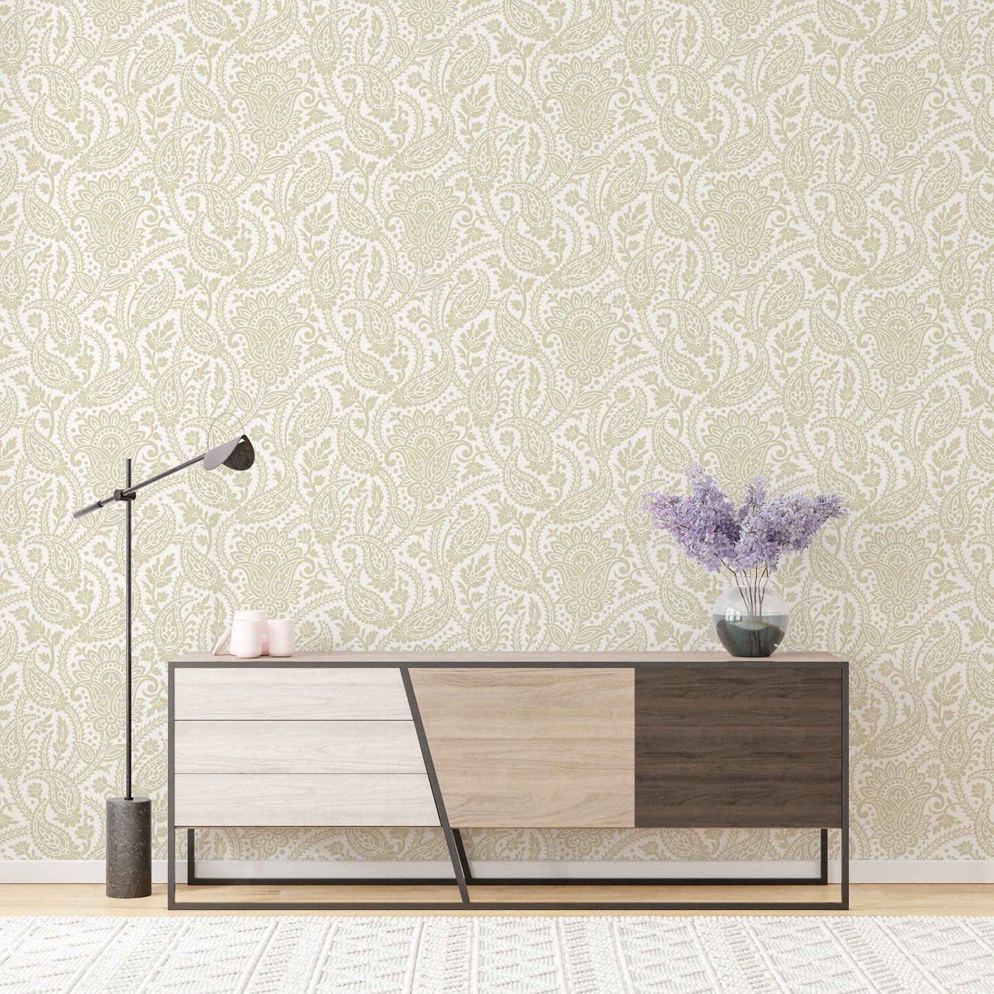 Beige Color Adrian Honey Paisley Wallpaper