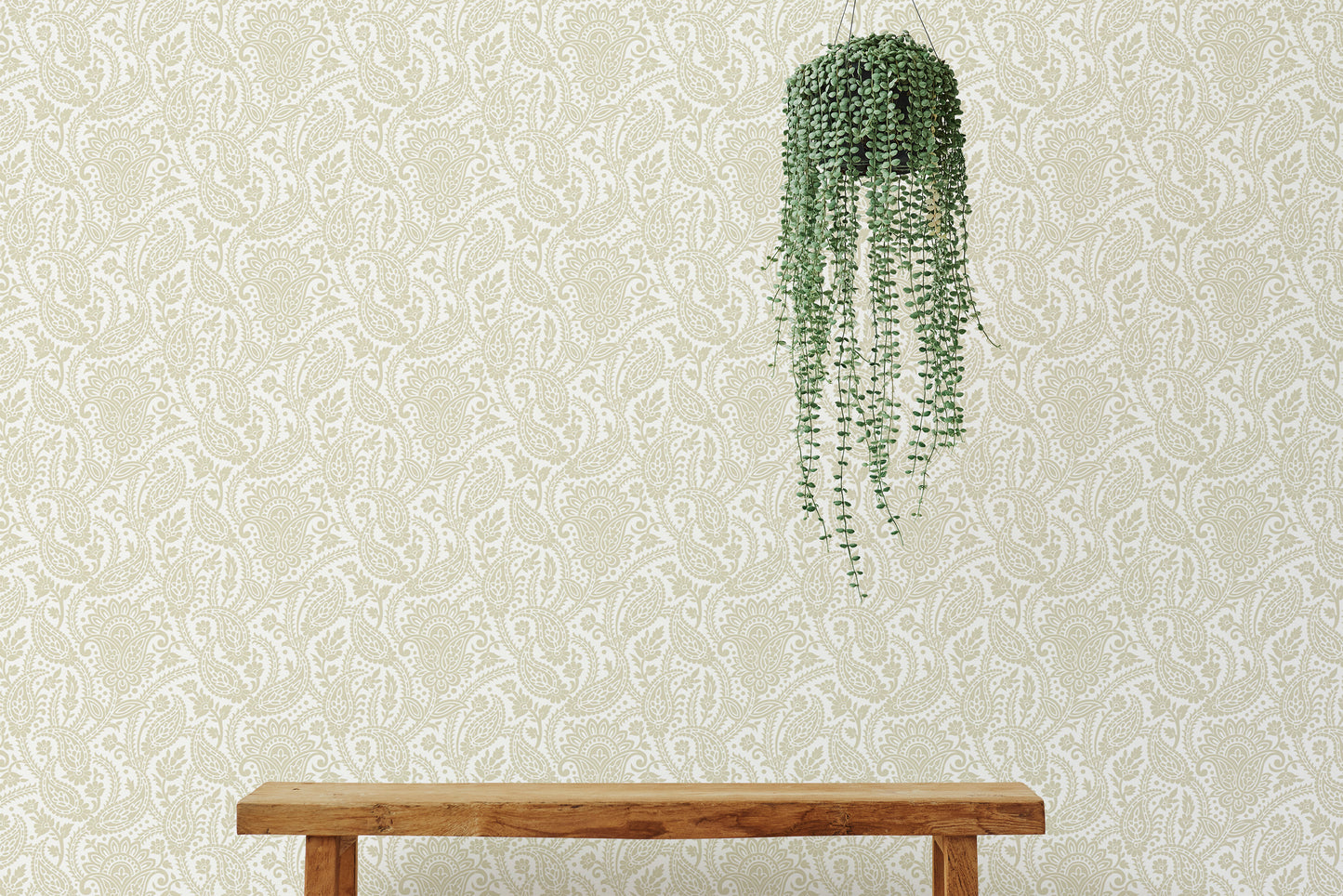 Beige Color Adrian Honey Paisley Wallpaper