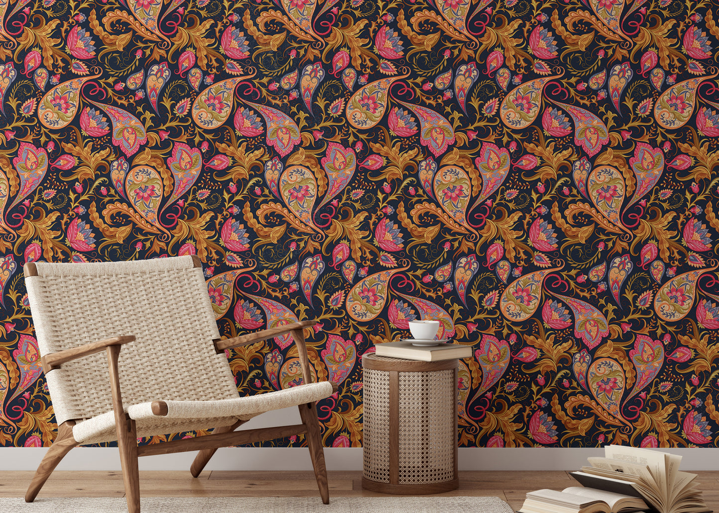 Colorful Abstract Repeat Pattern Paisley Wallpaper