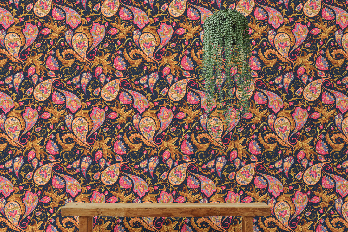 Colorful Abstract Repeat Pattern Paisley Wallpaper