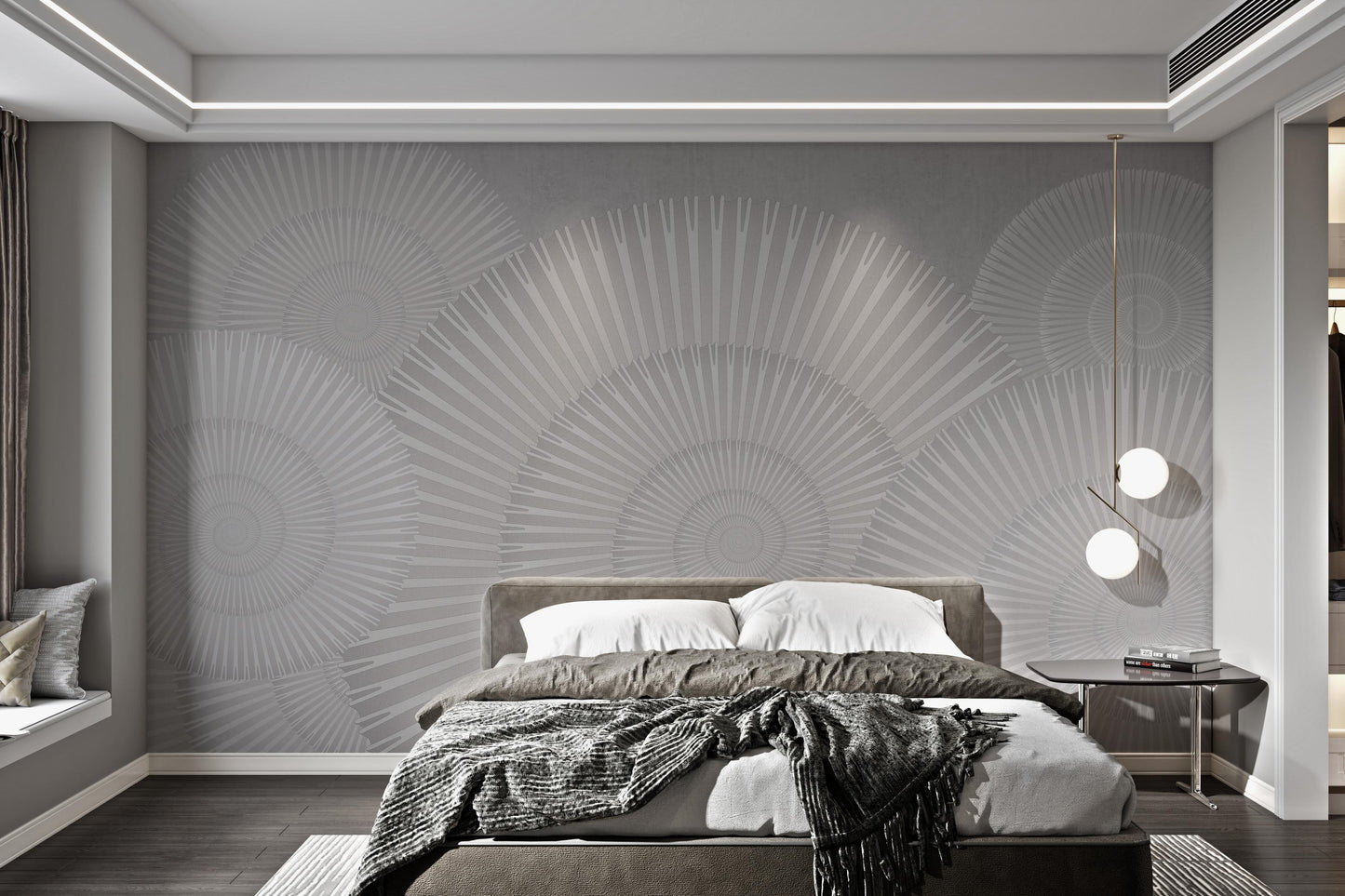 Gray Modern Minimalist Geometric Mural