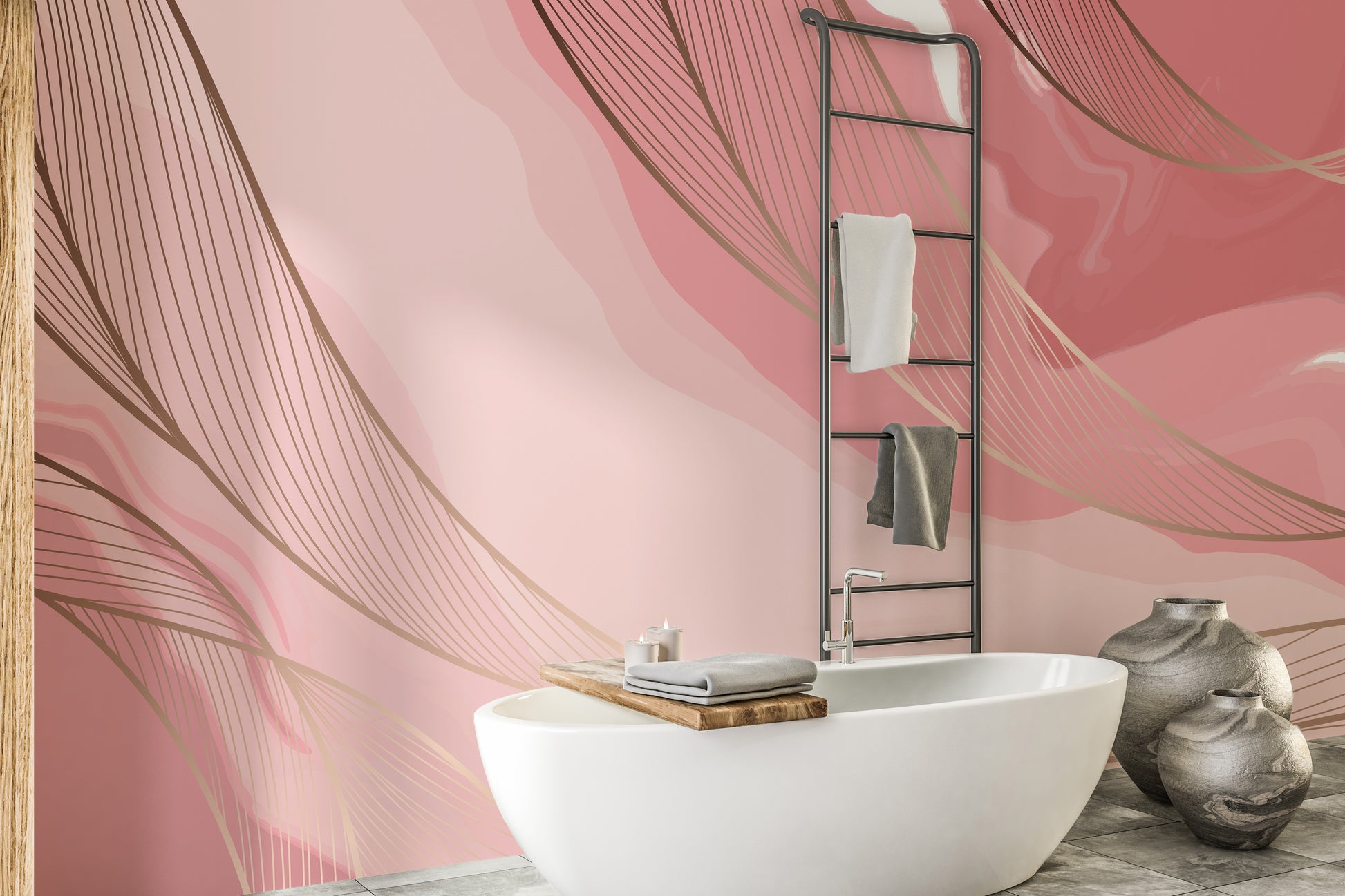 Premium blush marble mural aesthetic
