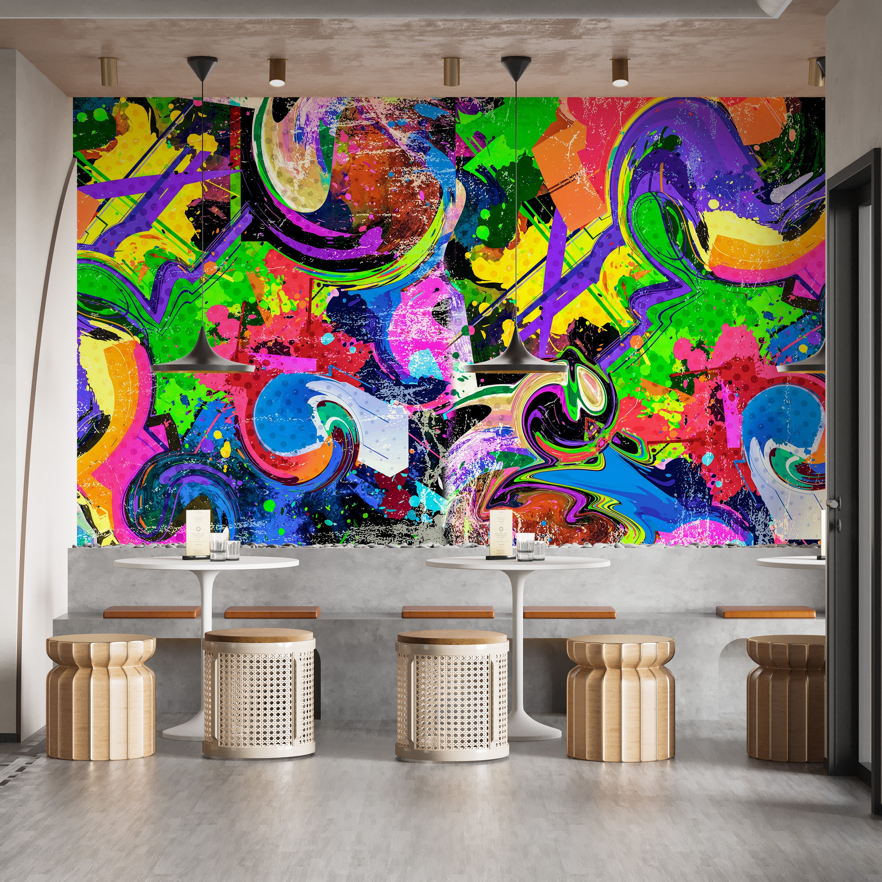 Expressive graffiti wall art for urban themes
