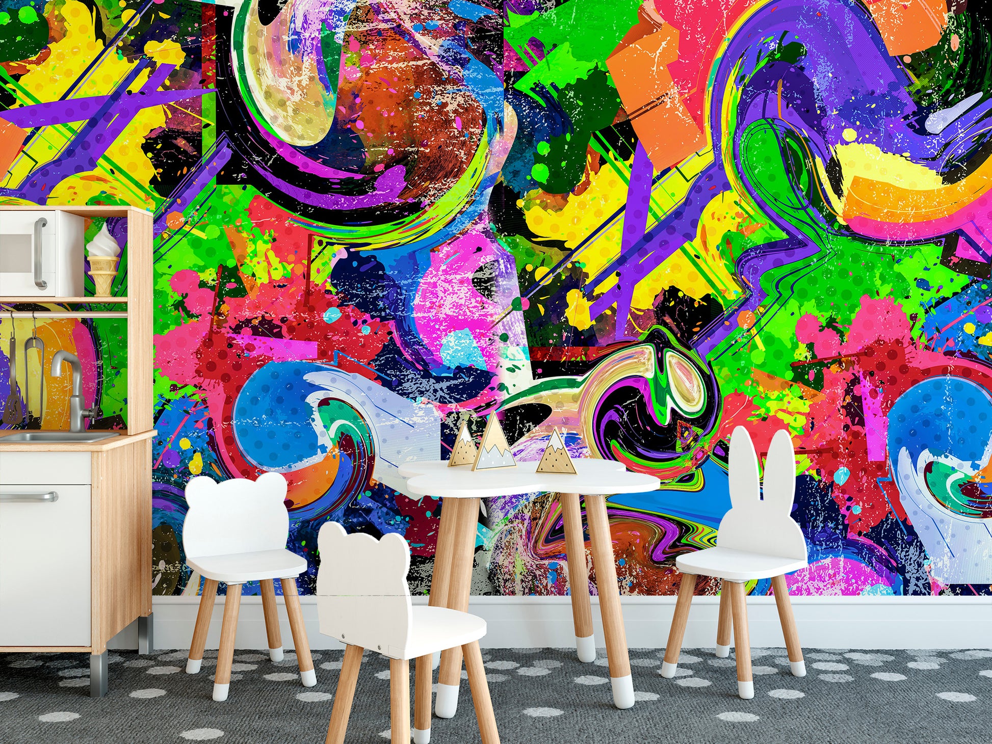 Vibrant urban melody graffiti wall mural
